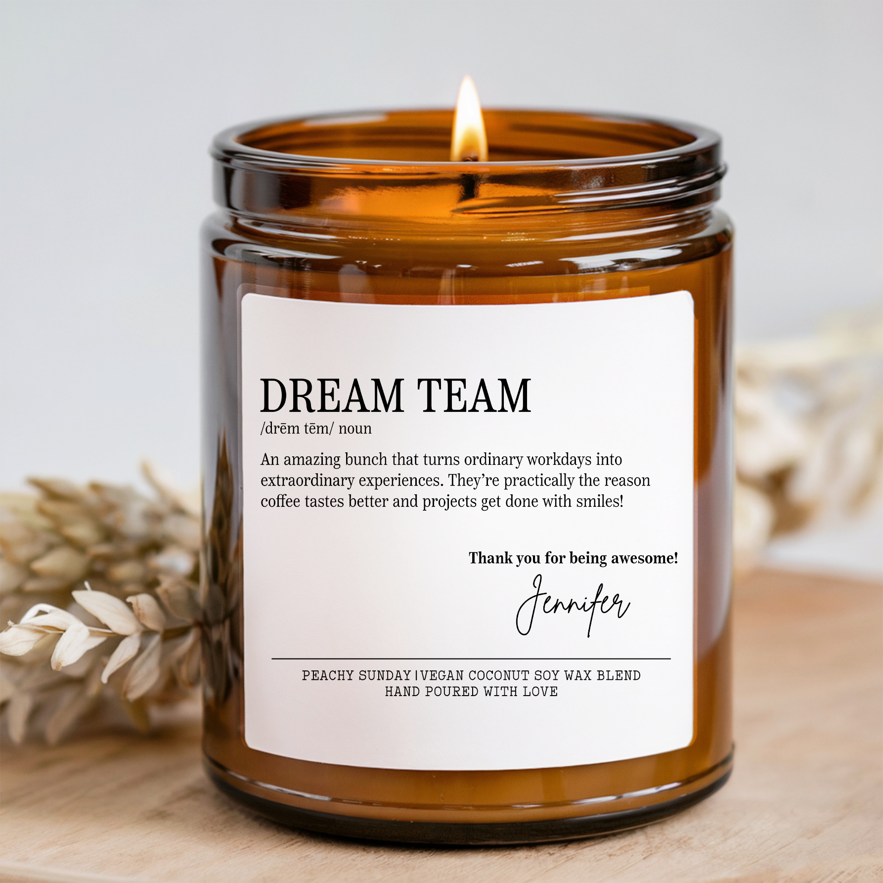Personalized Team Appreciation Candle
