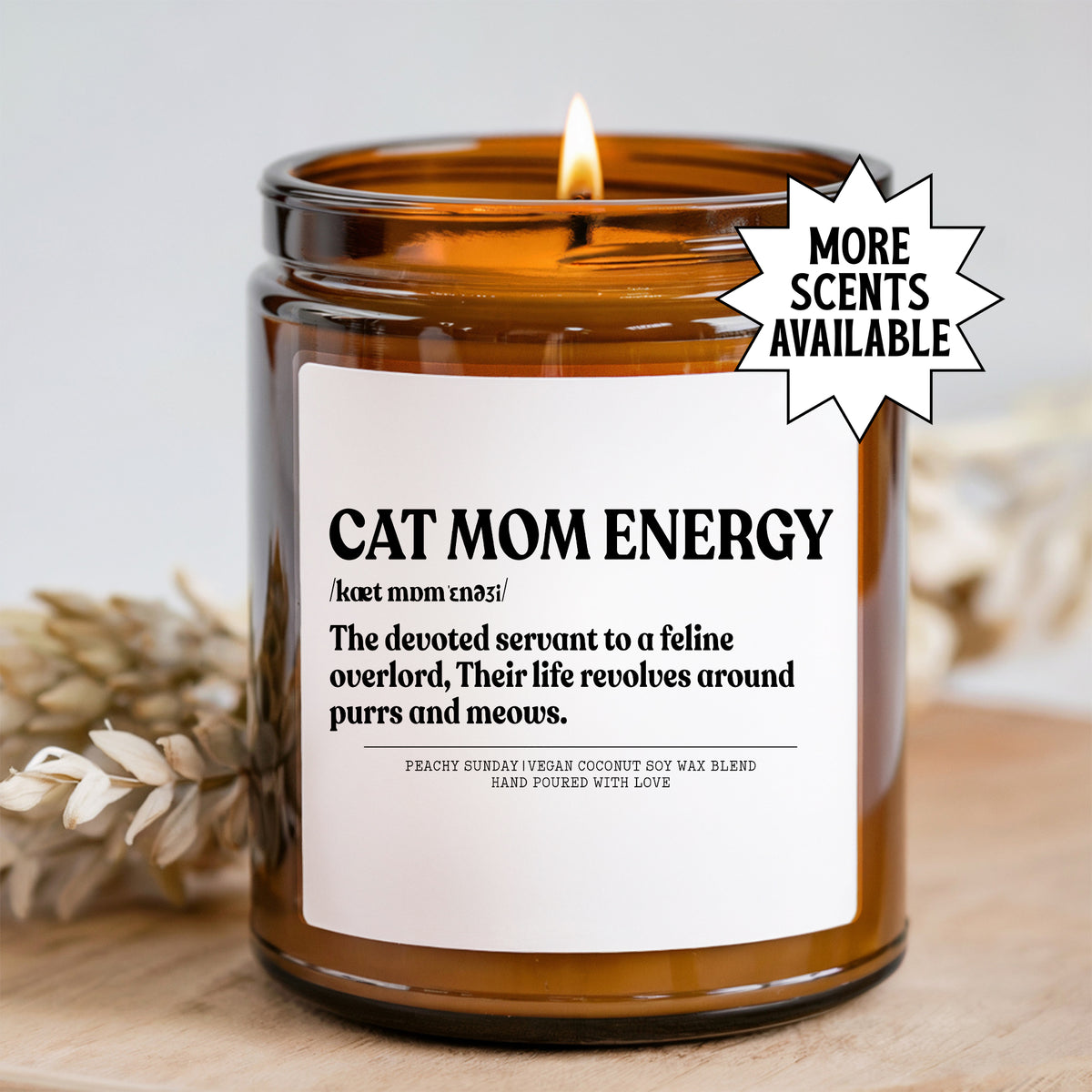 Kerze mit Katzenmama-Energie