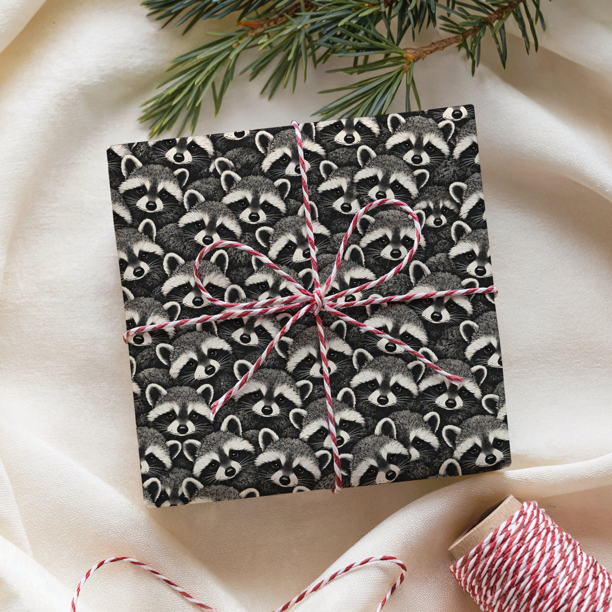 Papier cadeau avec raton laveur