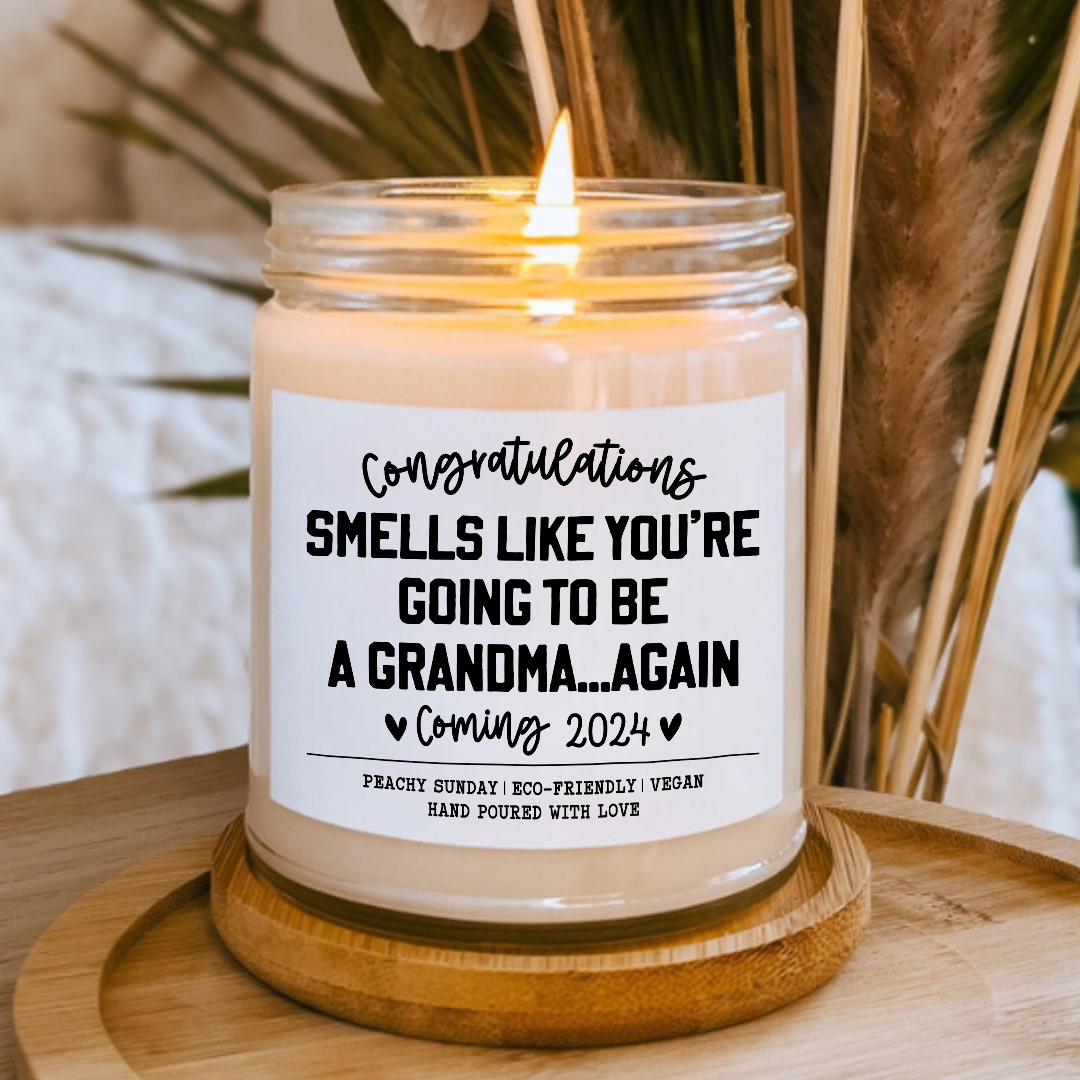 Personalized Grandma Reveal Cute Pregnancy Announcement Gift Candle
