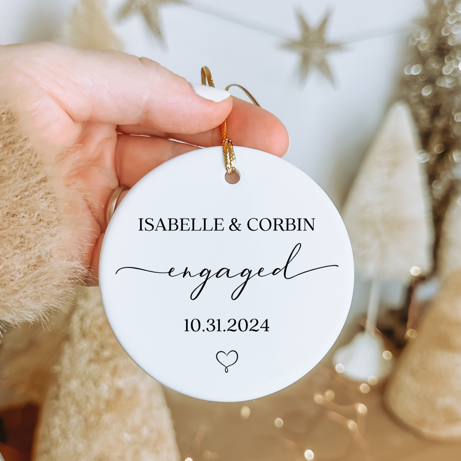 Custom Engagement Ornament With Names And Date