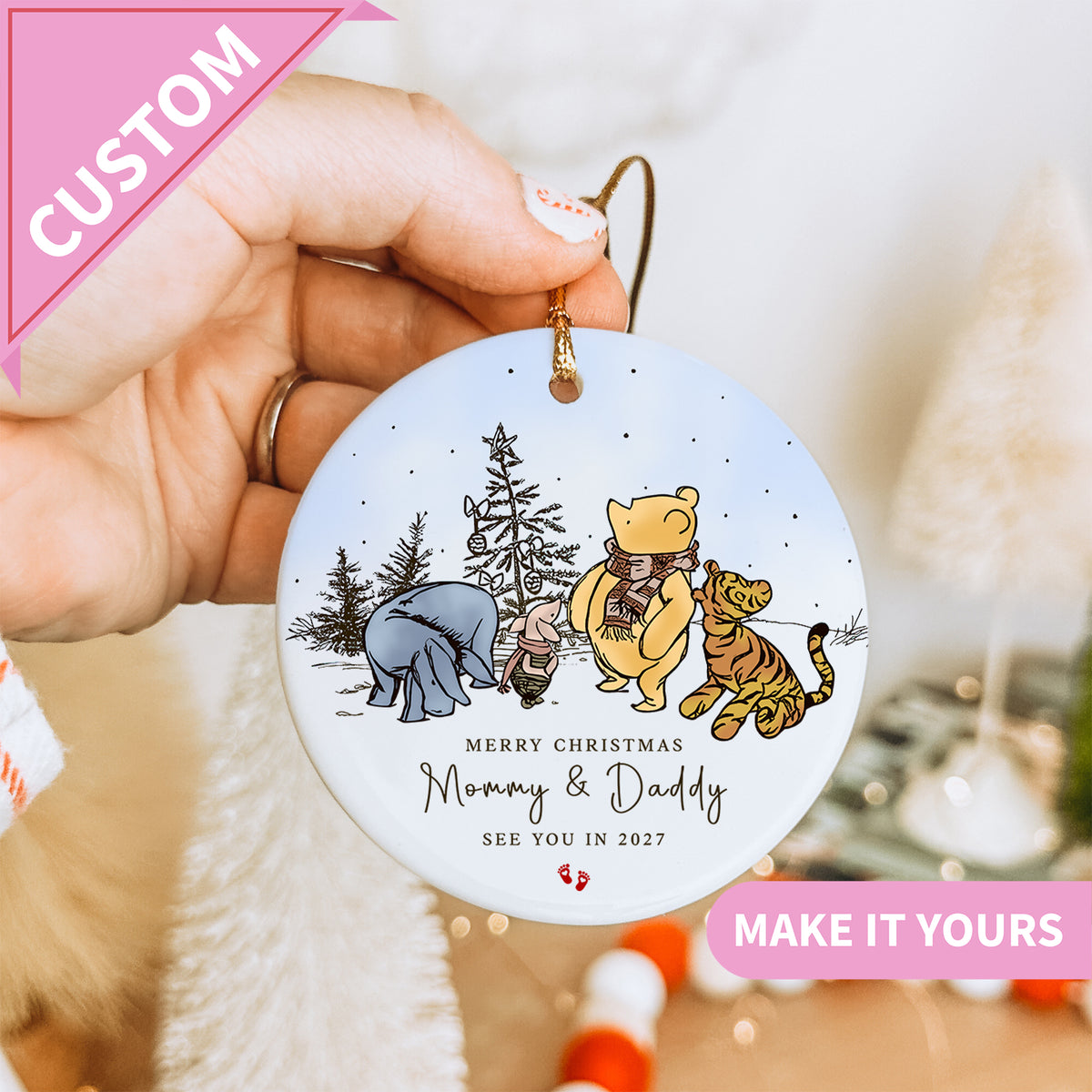 Pernalized Merry Christmas Mommy And Daddy Pregnancy Announcement Ornament