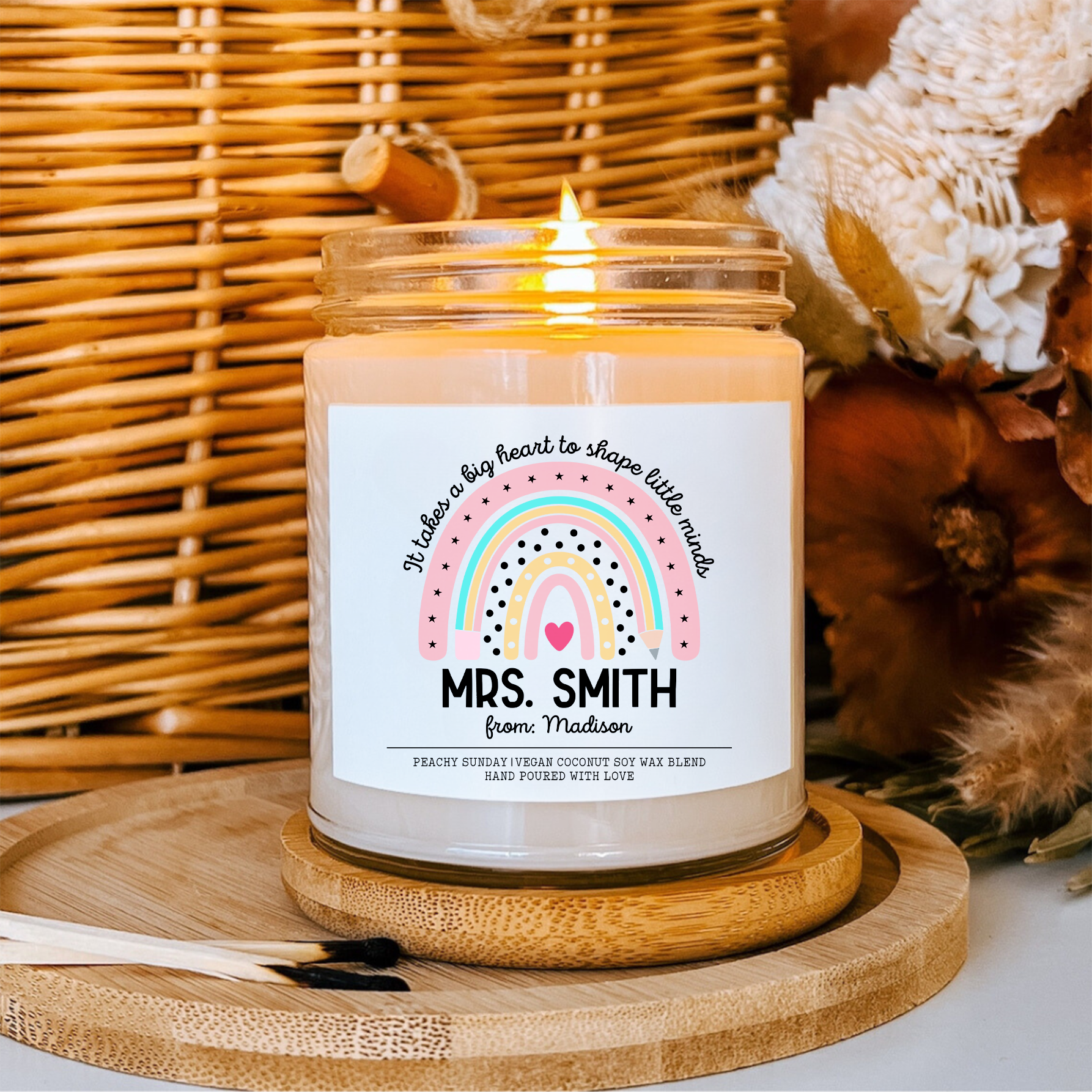 Personalized It Takes A Big Heart To Shape Little Minds Candle