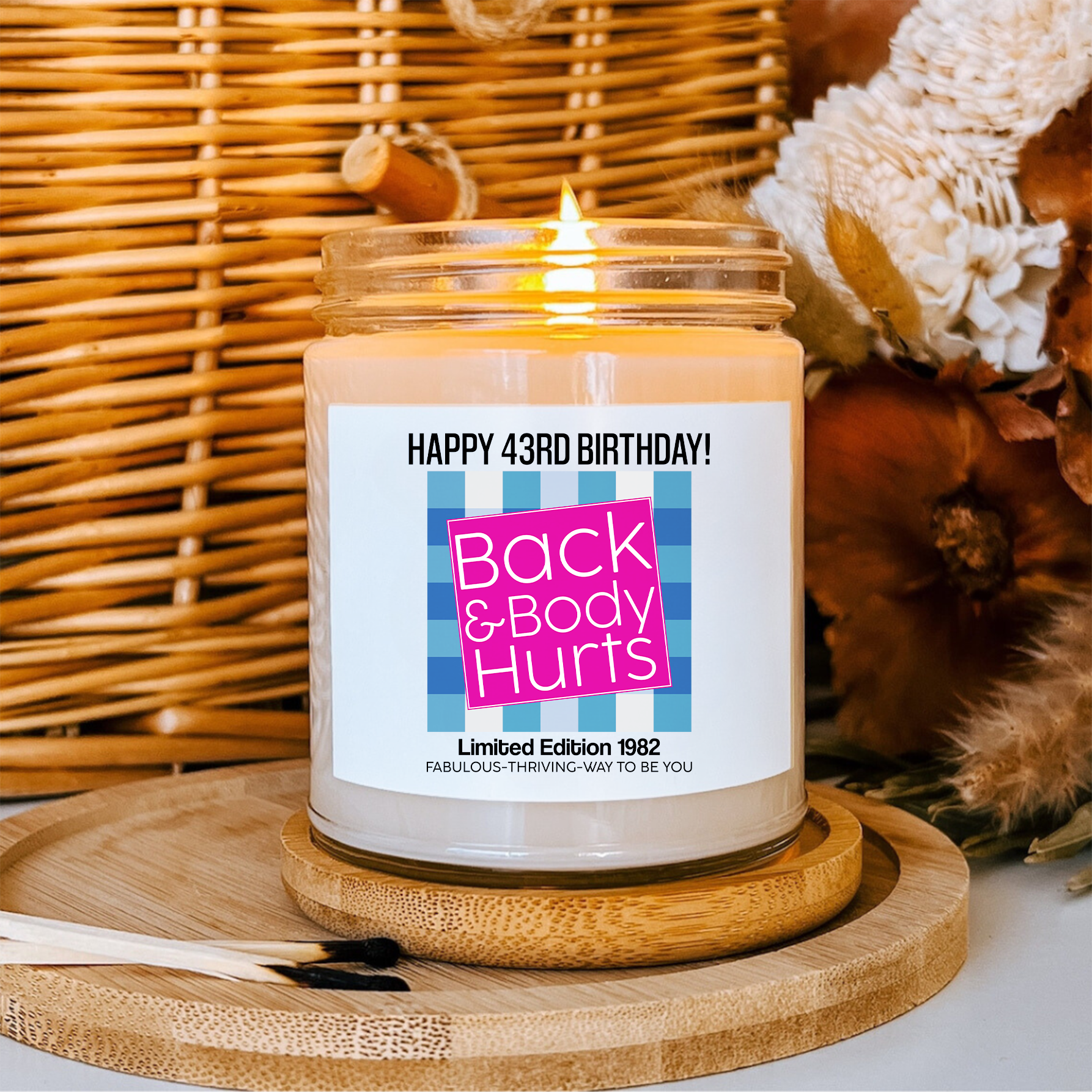 Personalized Funny Happy 43rd Birthday Candle