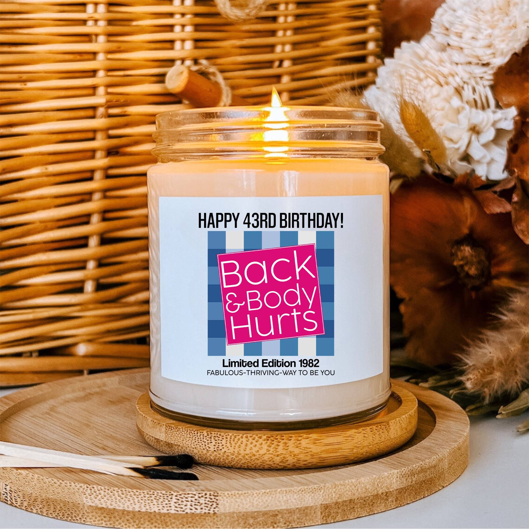 Personalized Funny Happy 43rd Birthday Candle