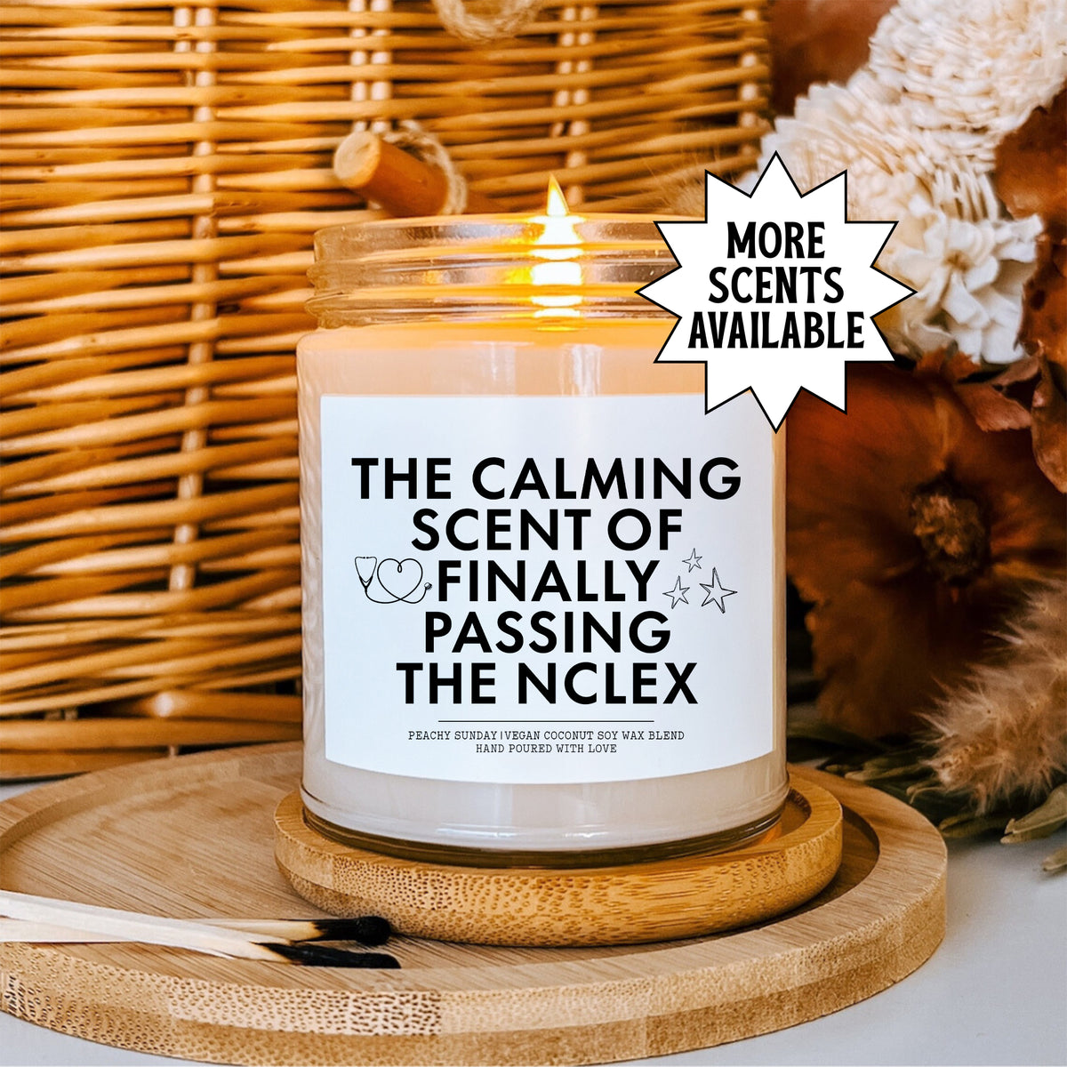Reader & Scholar Gift Pastel Soy Candle – "The Calming Scent Of Passing The NCLEX Nursing School Graduation"