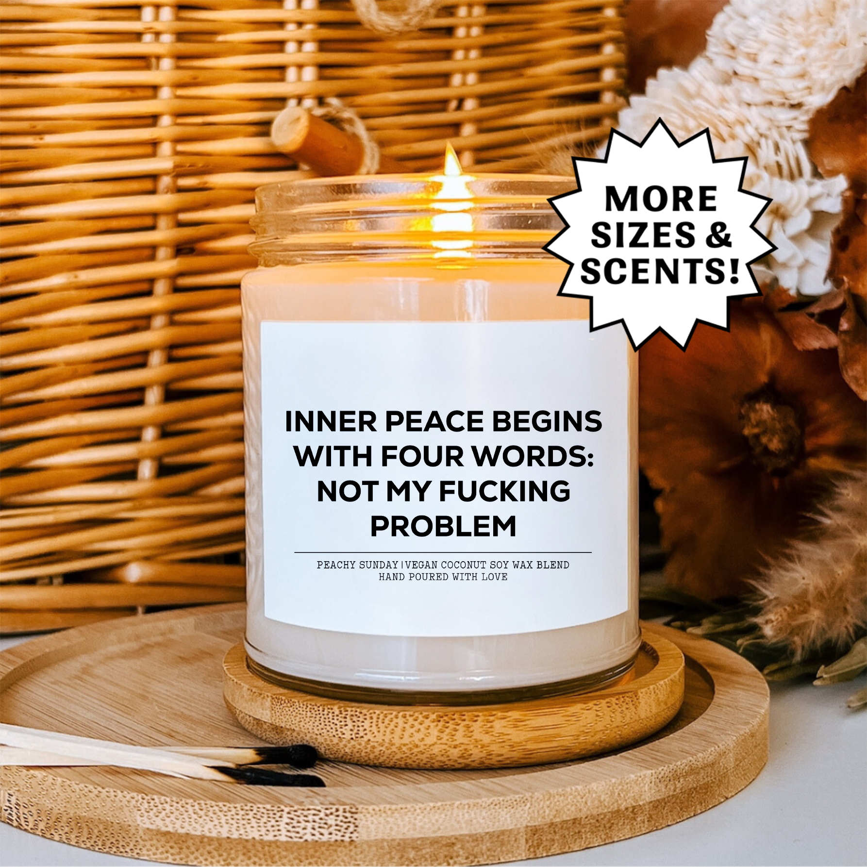 Inner Peace Begins With Four Words Candle