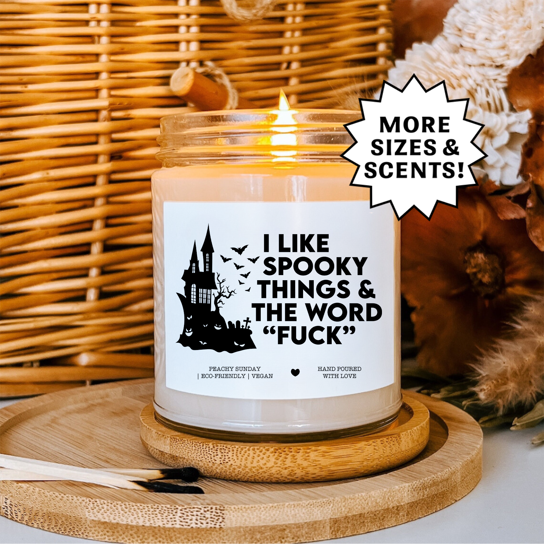 I Like Spooky Things & The Word F-ck Funny Halloween Gift Candle