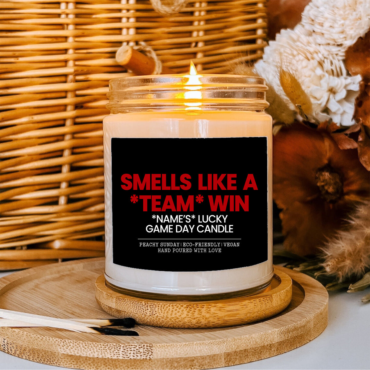 Bougie personnalisée pour jour de match avec équipe et nom