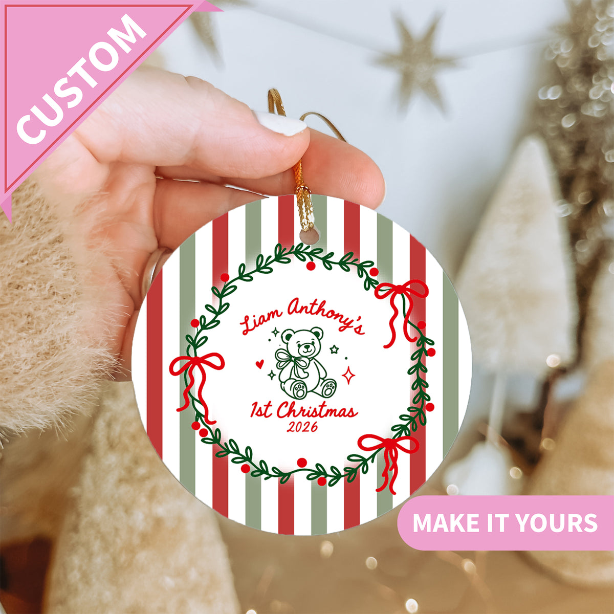 Personalisierbarer Christbaumschmuck zum 1. Weihnachten des Babys