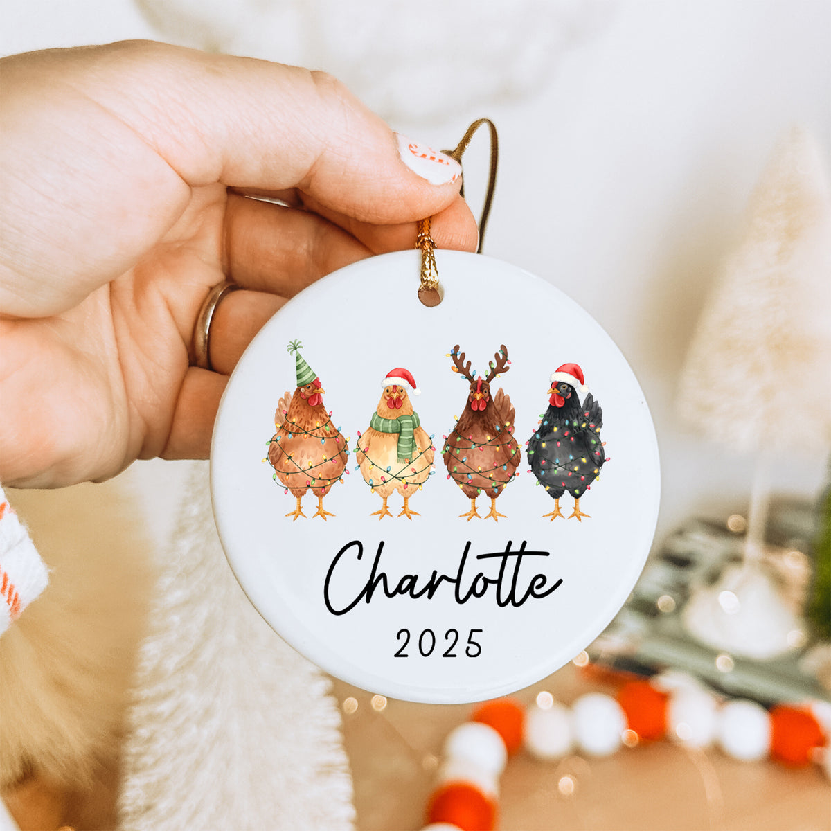 Personalisierter Hühner-Weihnachtsbaumschmuck