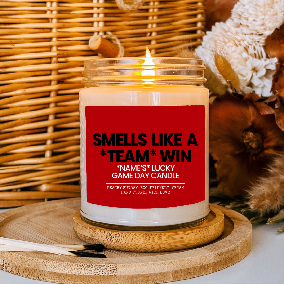 Personalized A Team Win Lucky Game Day Candle