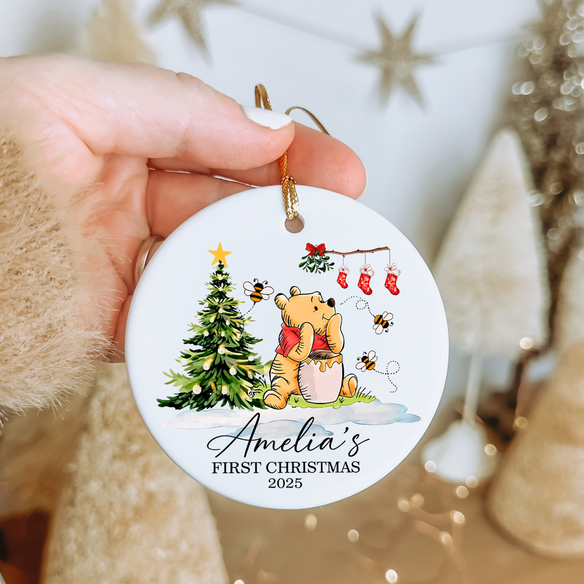Personalized Baby's First Christmas Pooh Ornament