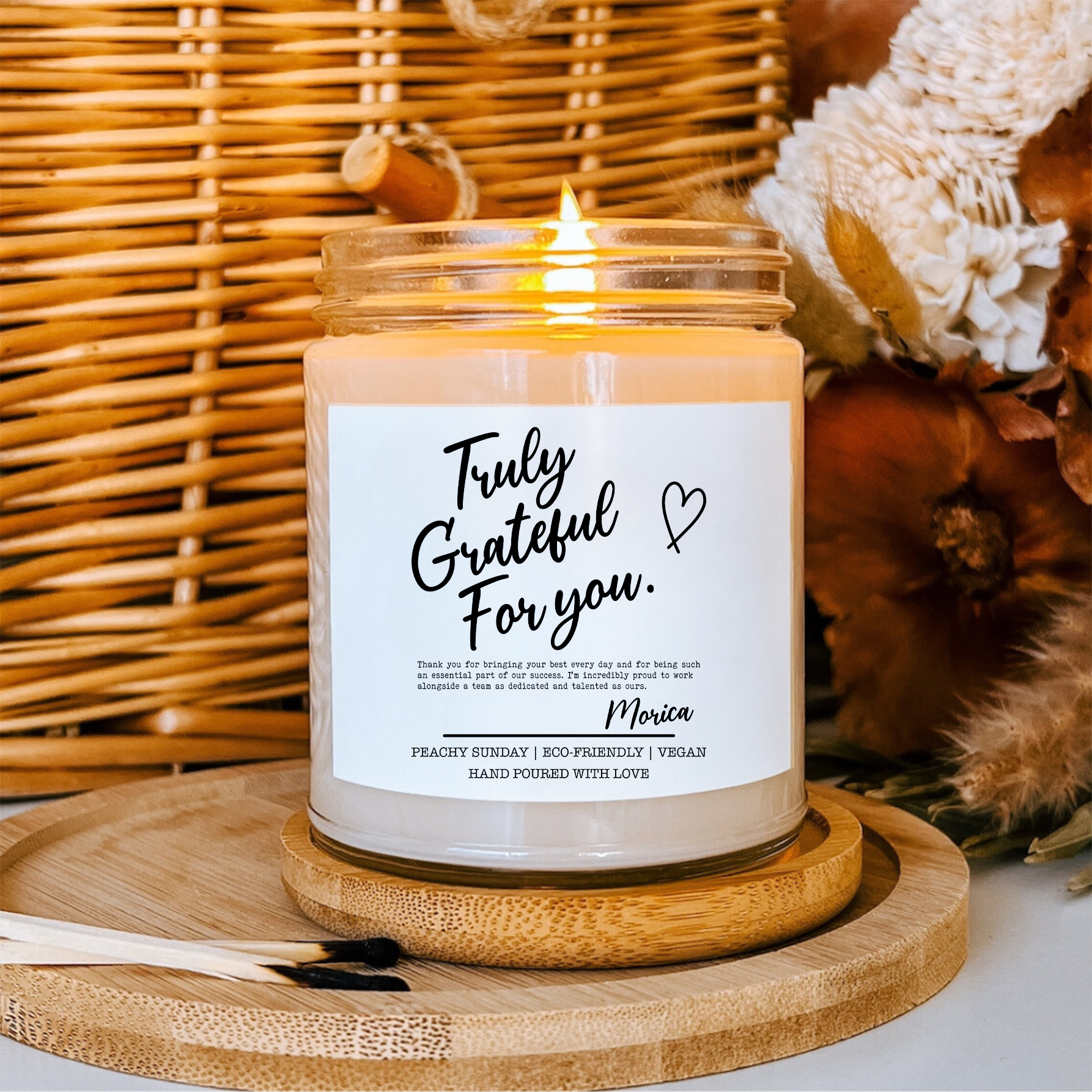 Personalized Truly Grateful For You Candle