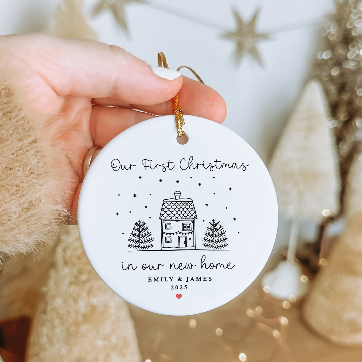 Personalisierter Anhänger zum ersten Weihnachten in unserem neuen Zuhause