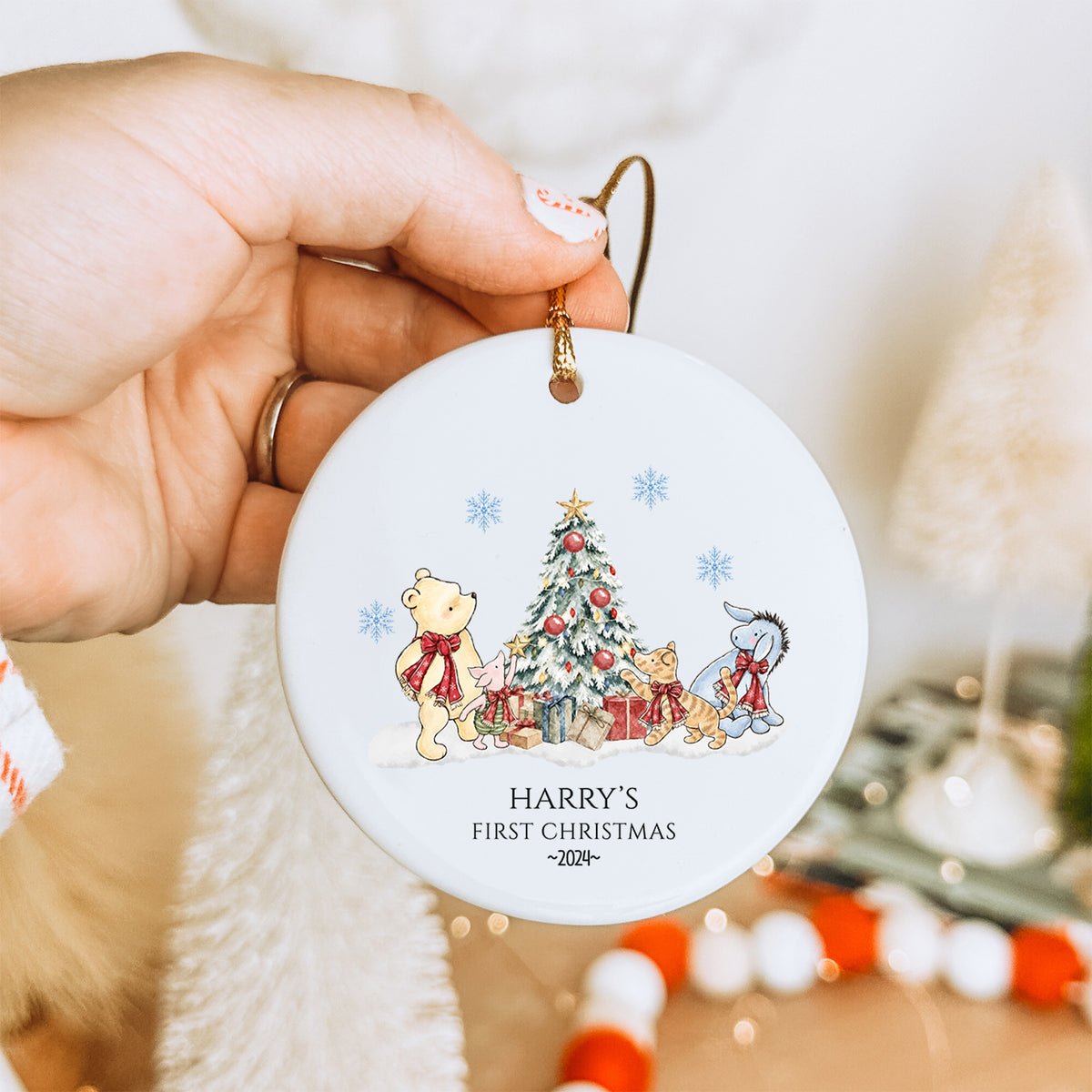 Personalisierter Winnie Puuh-Christbaumschmuck zum 1. Weihnachten