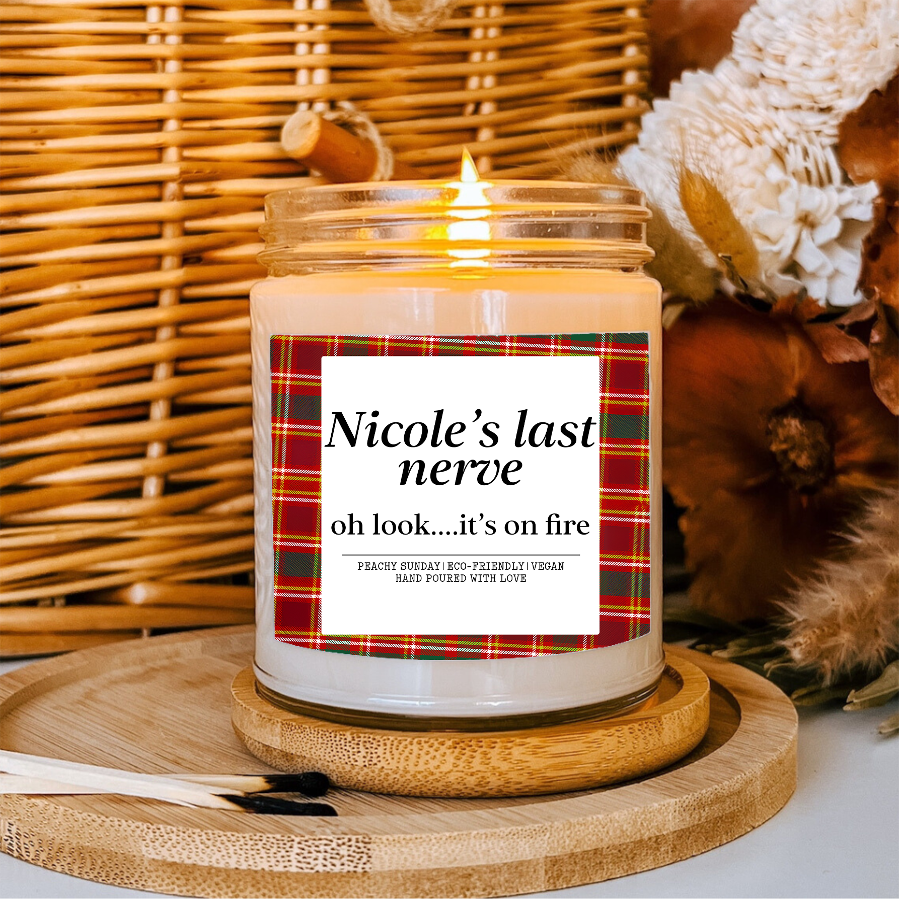 Personalized Last Nerve Holiday Candle