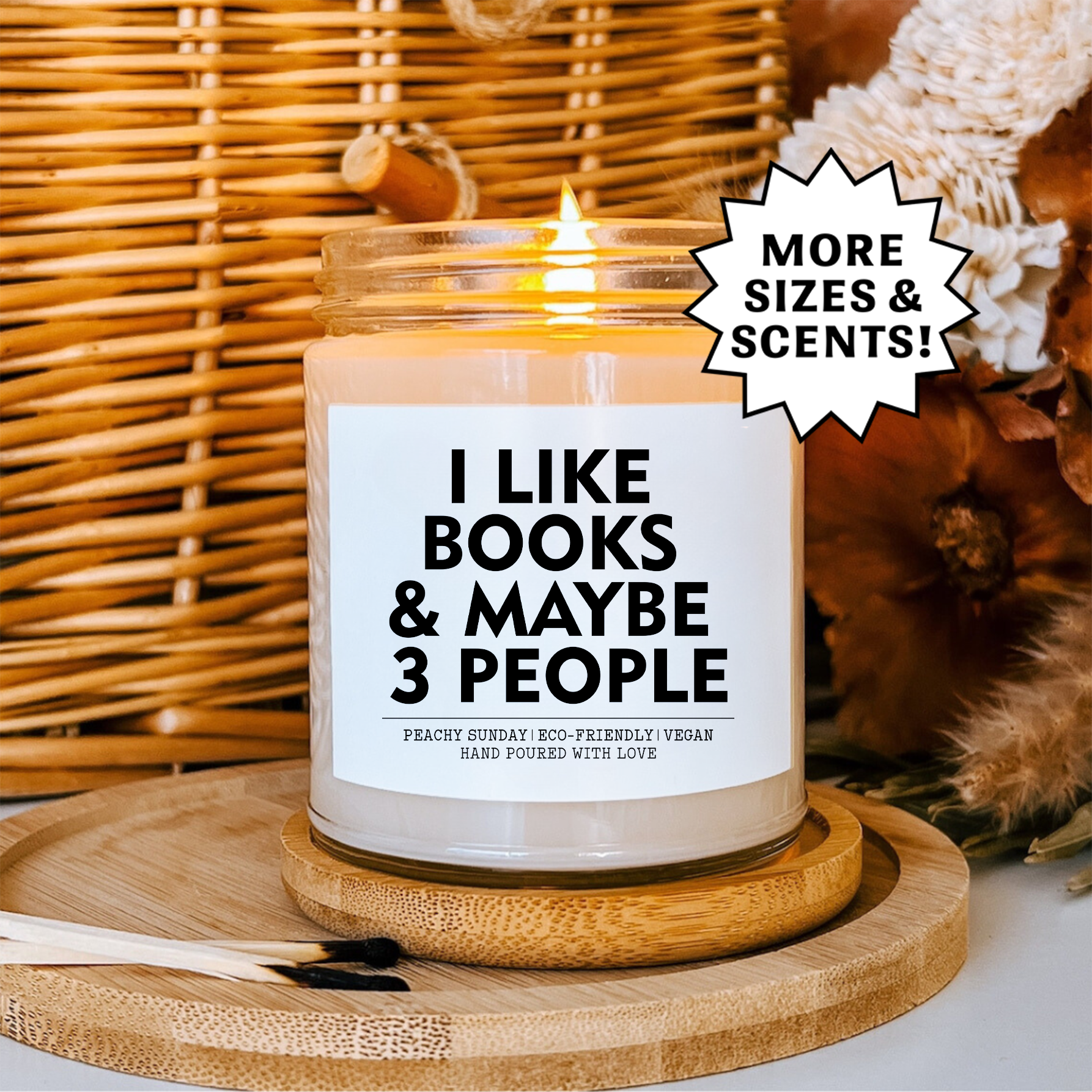 I Like Books & Maybe 3 People Book Lover Candle