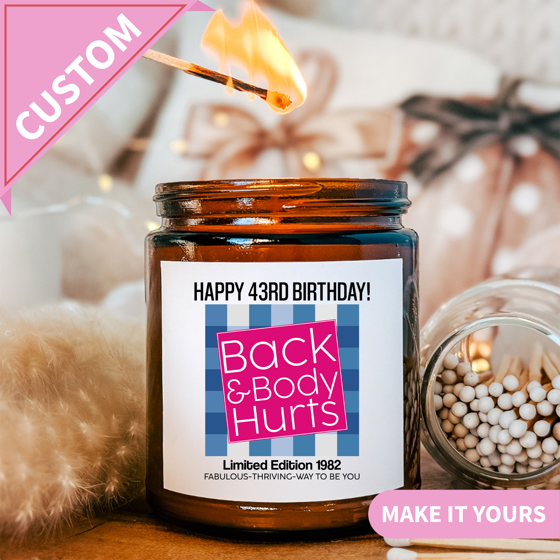 Personalized Funny Happy 43rd Birthday Candle