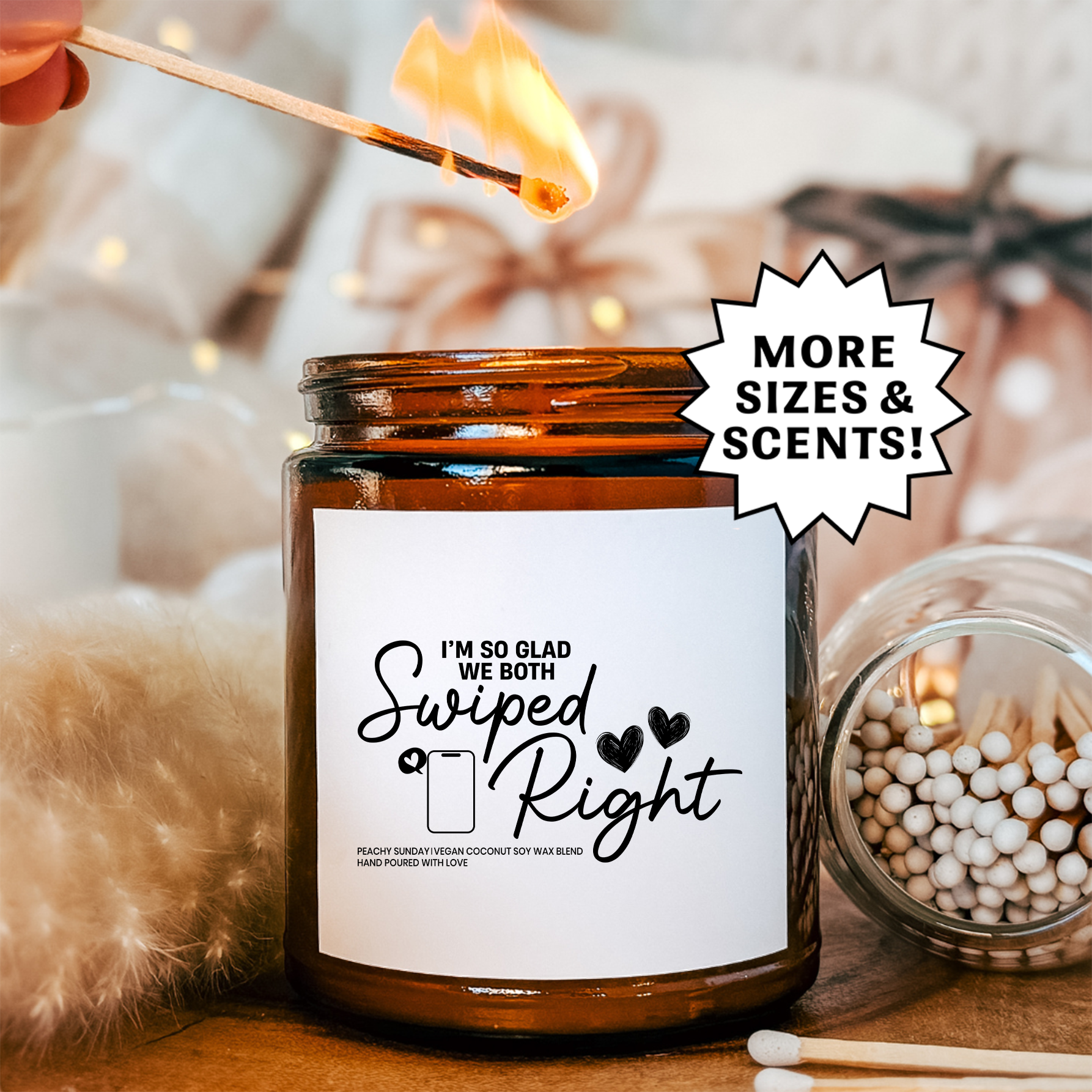 Swiped Right Funny Romantic Gift for Couples Candle
