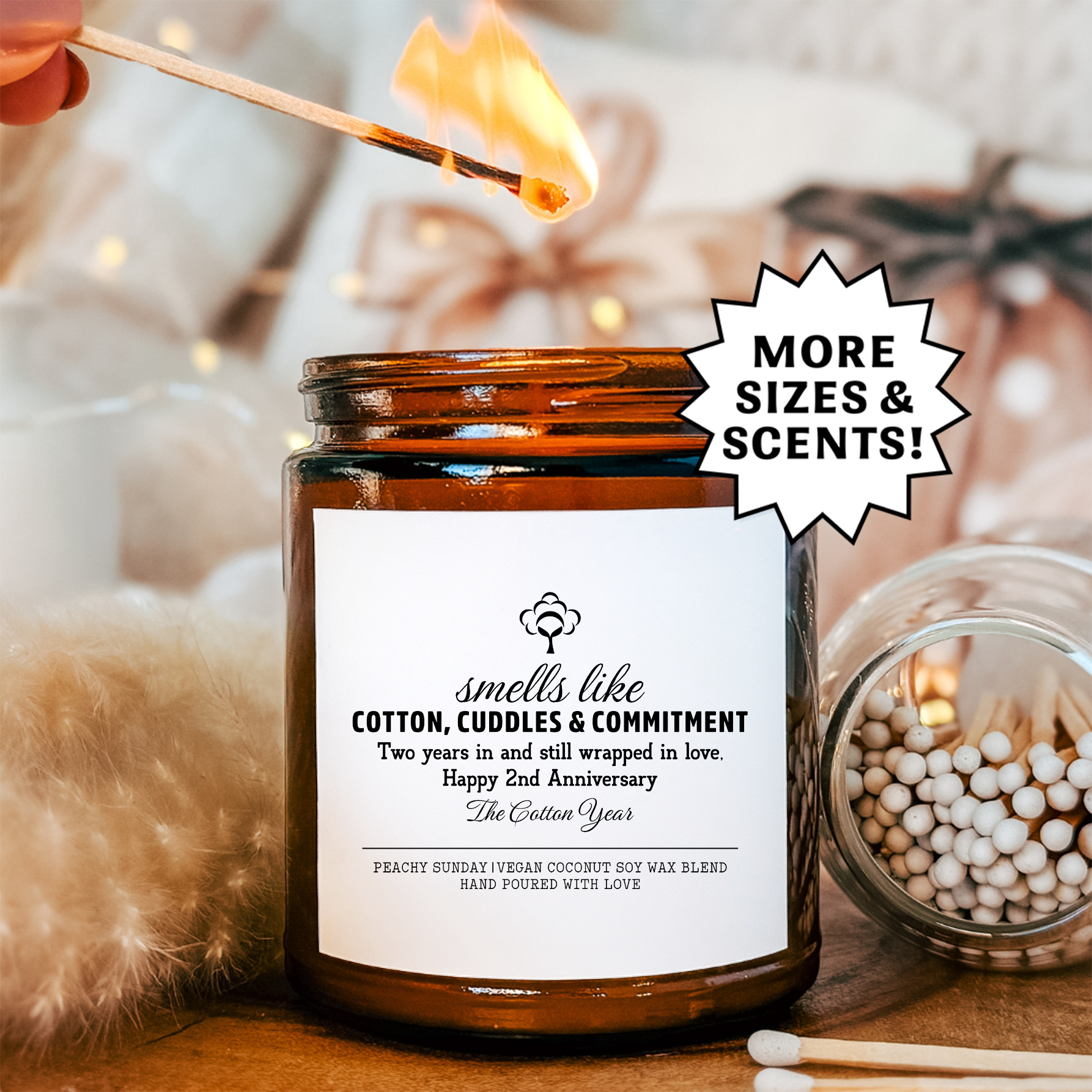 Smells Like Cotton Cuddles & Commitment Second Anniversary Gift Candle