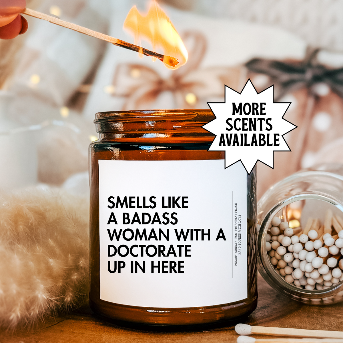Smells Like A Badass Woman empowering scented soy candle in 9oz glass jar