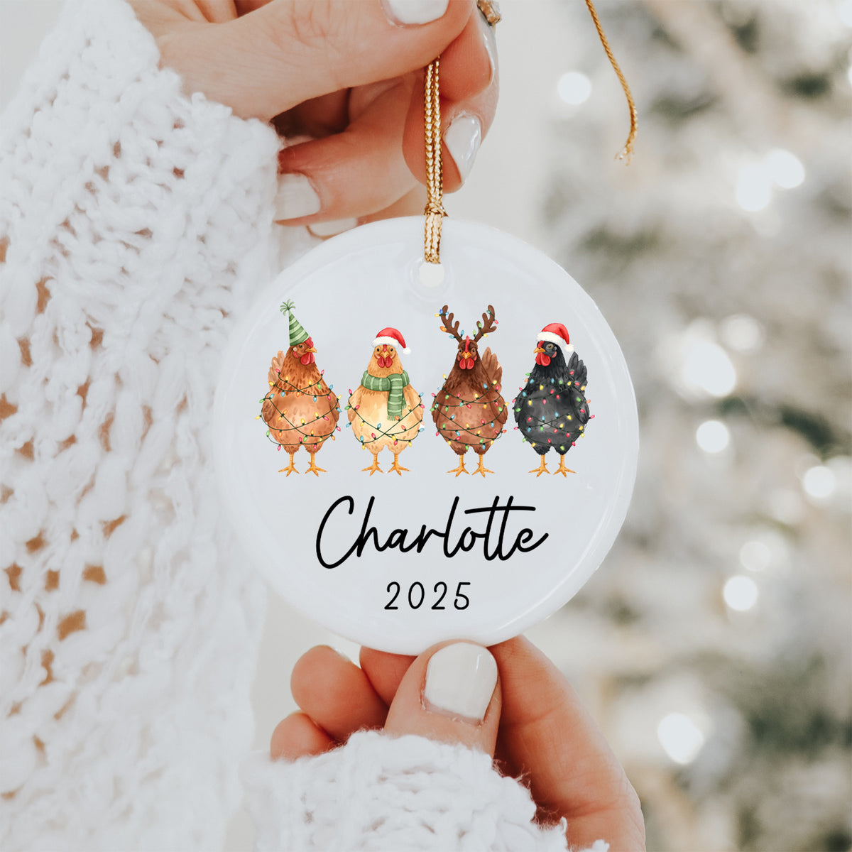 Personalisierter Hühner-Weihnachtsbaumschmuck