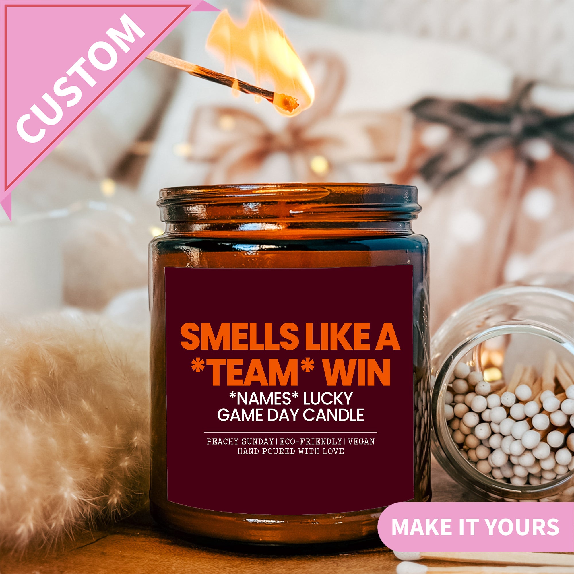 Personalized Lucky Game Day Candle