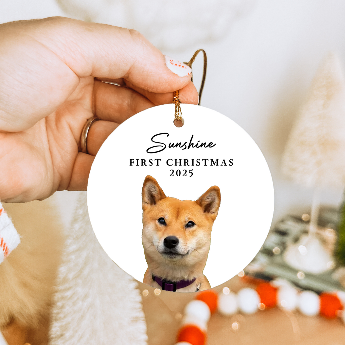 \"First Christmas\" – Personalized Pet Picture Ceramic Ornament