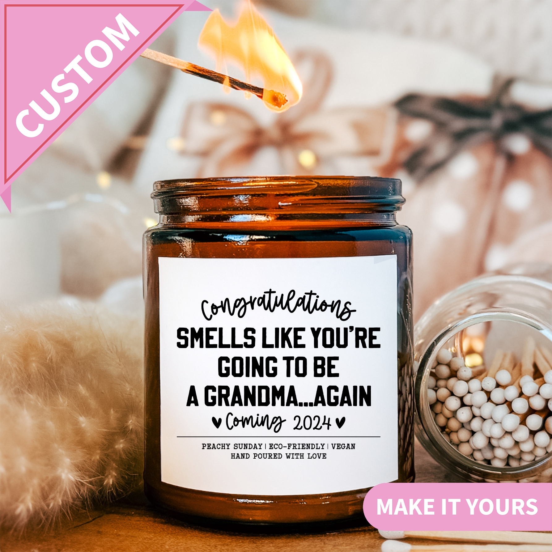 Personalized Going To Be Grandma Again Candle