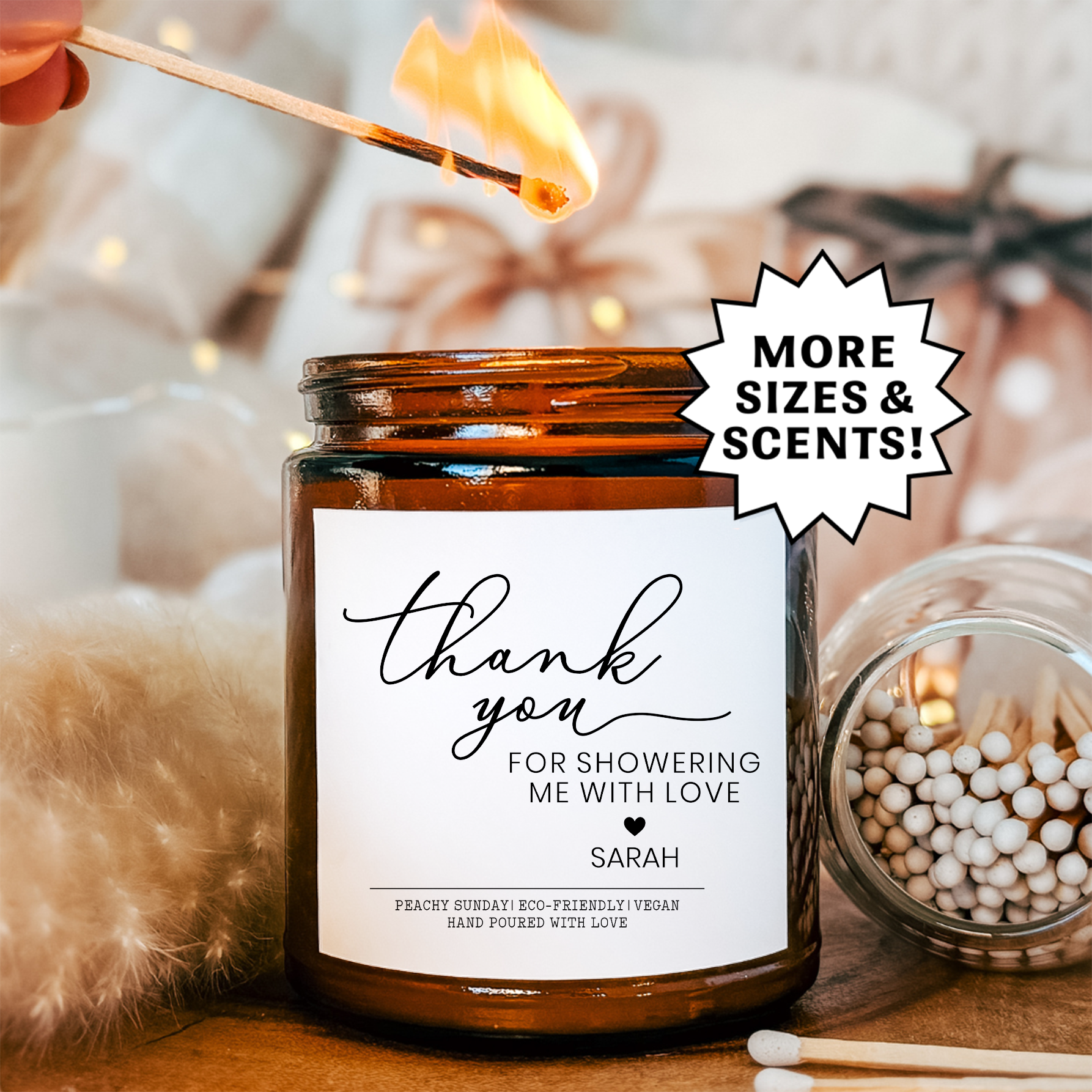 Personalized Thank You For Showering Me With Love Candle