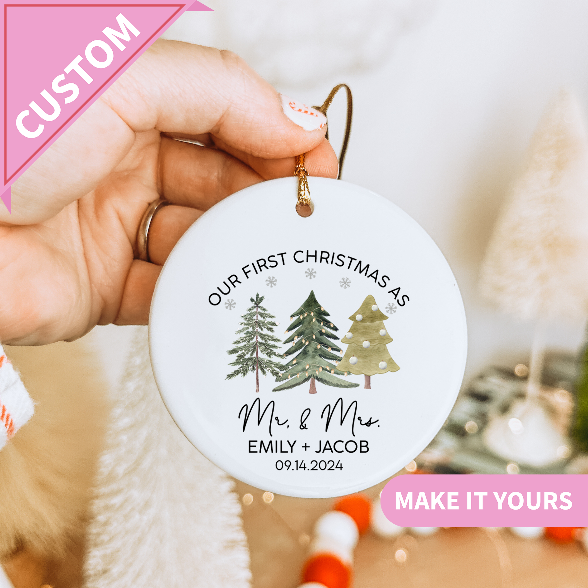 Personalized Our First Christmas As Mr And Mrs Christmas Ornament