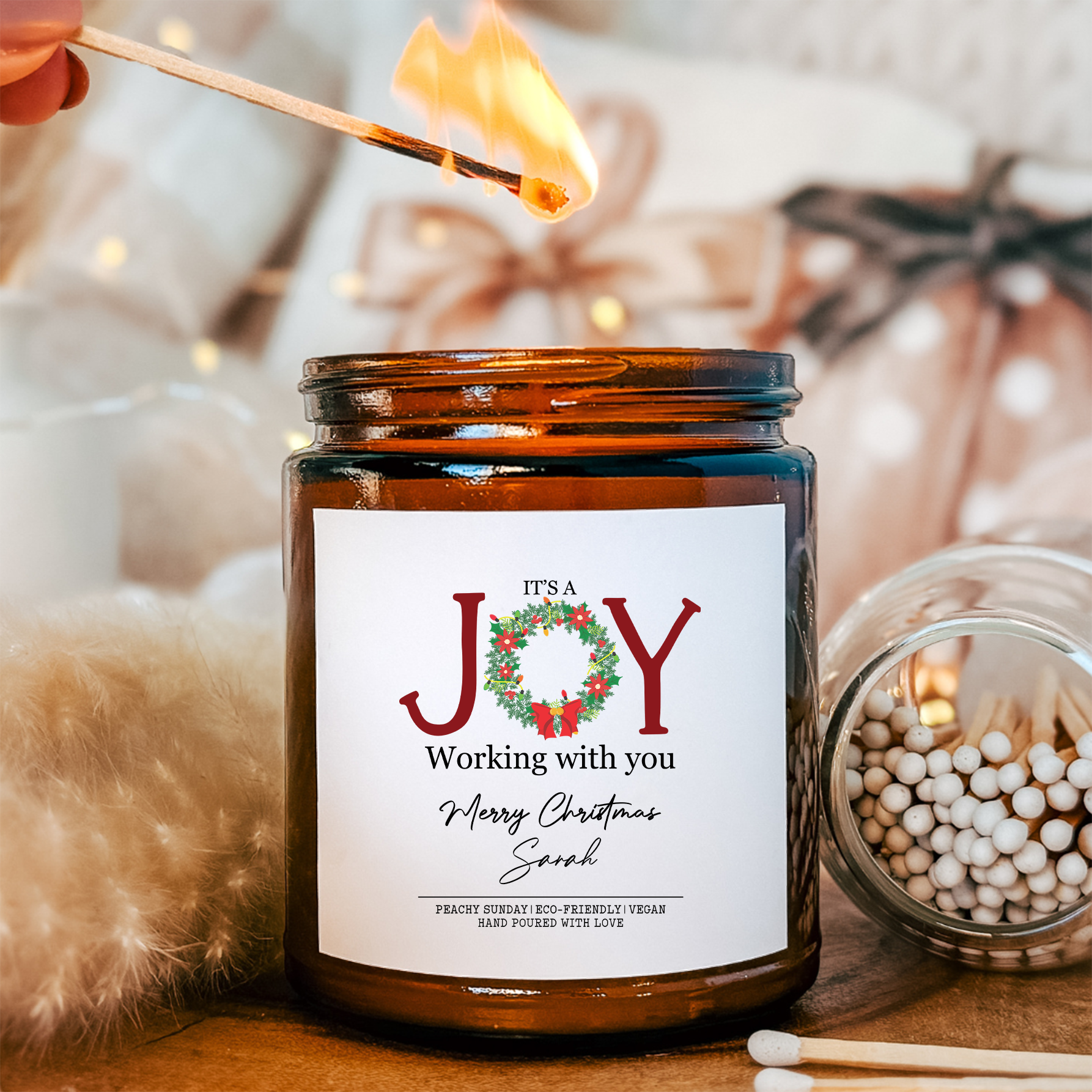 Personalized It's A Joy Working With You Candle