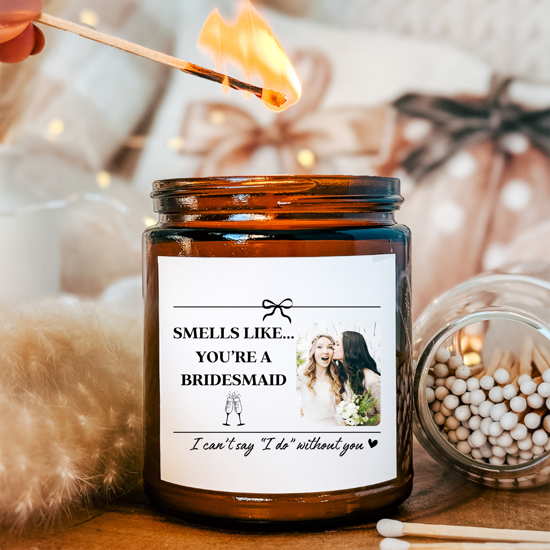 Custom Bridesmaid Wedding Party Gift Candle