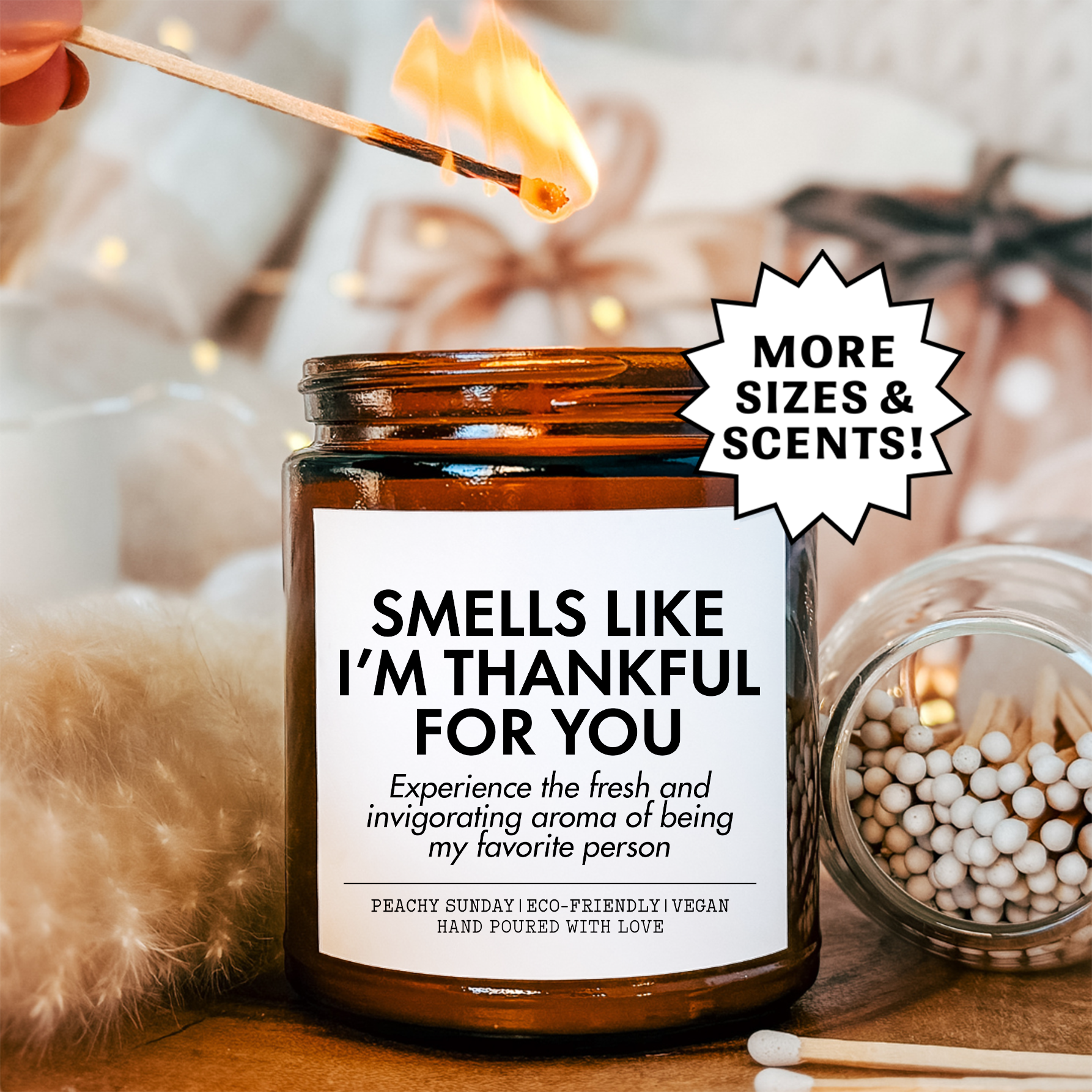 Smells LIke I'm Thankful For You Thank You Gift Candle