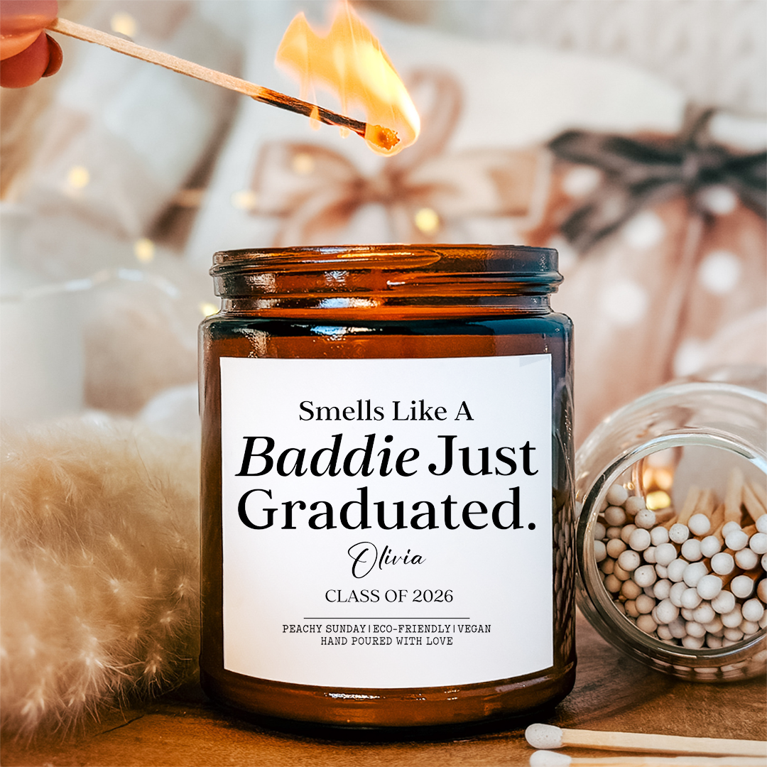 Personalized A Baddy Just Graduated Candle