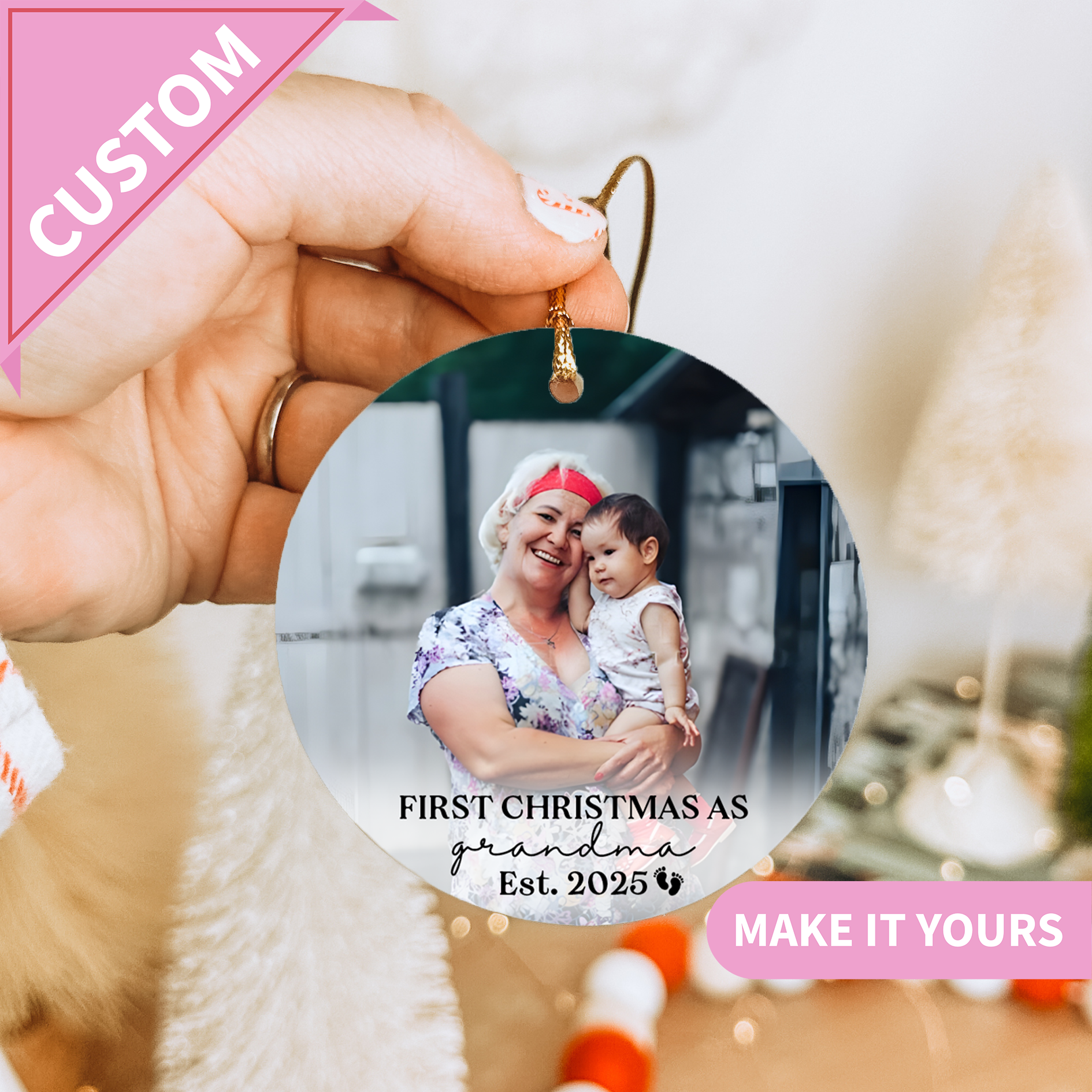 Personalized First Christmas as Grandma Ornament