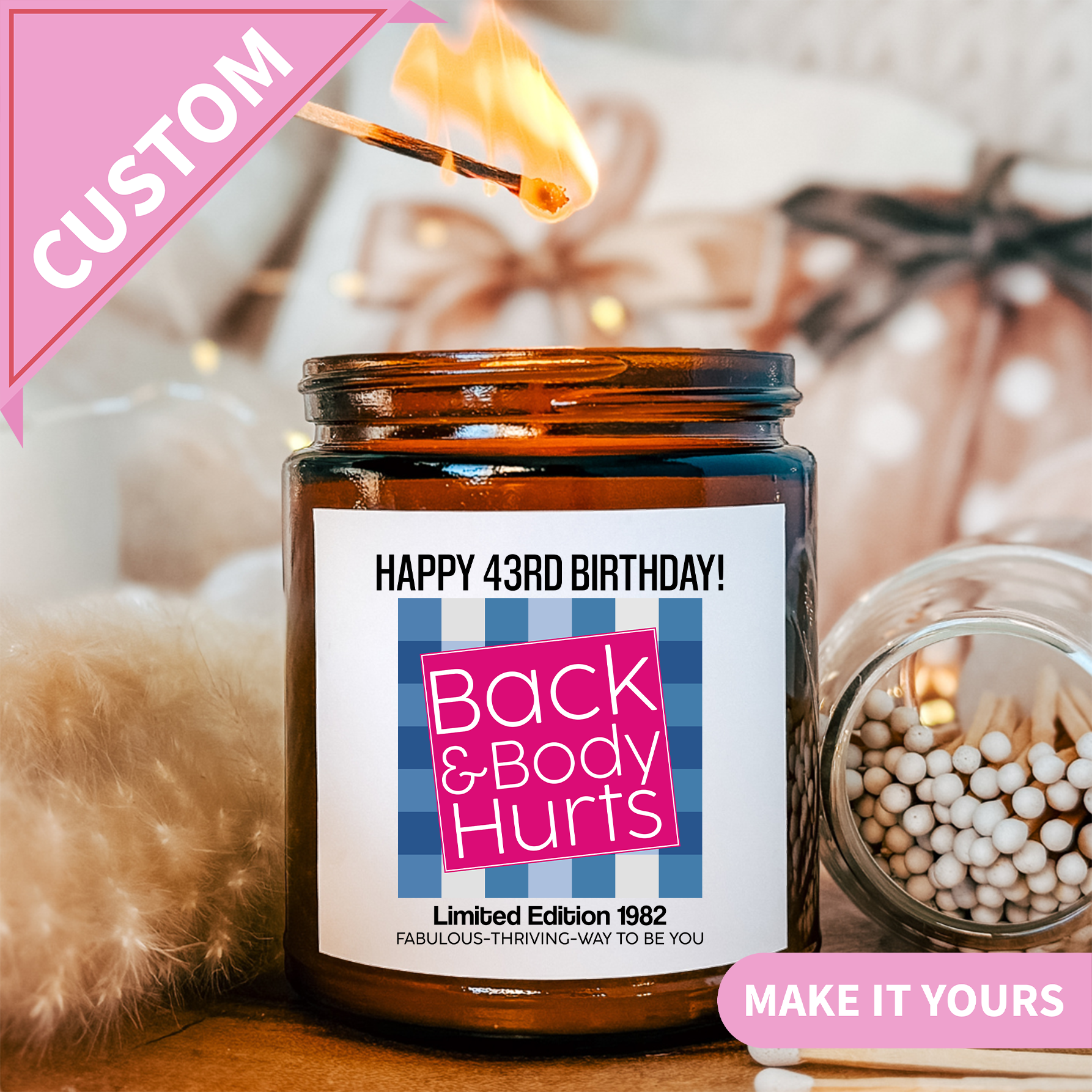 Personalized Funny Happy 43rd Birthday Candle
