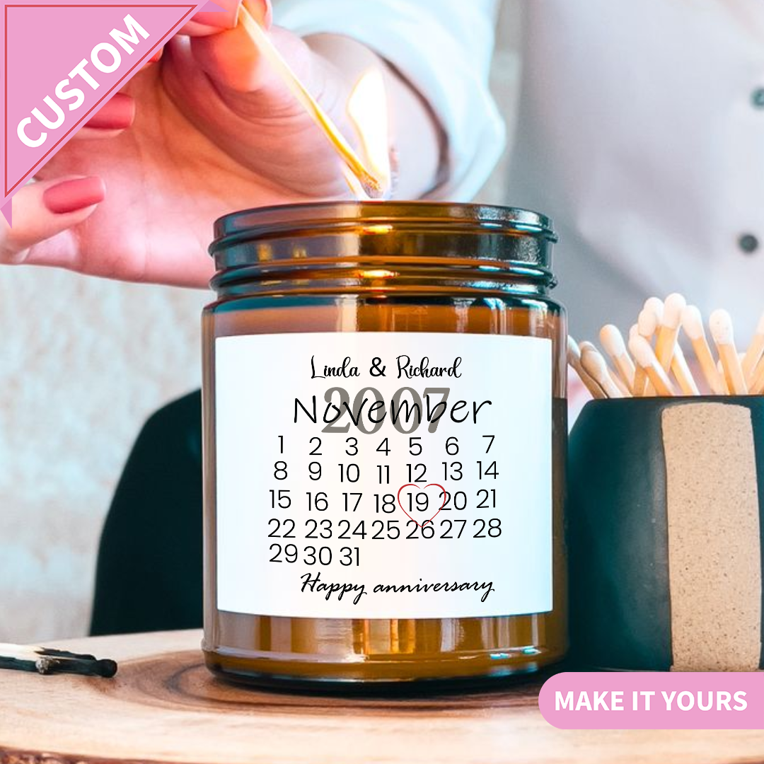 Personalized Happy Anniversary Customizable Dates And Names Candle