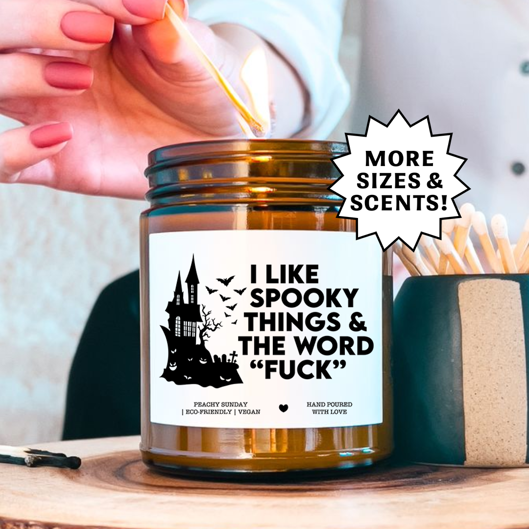 I Like Spooky Things & The Word F* Funny Halloween Gift Candle