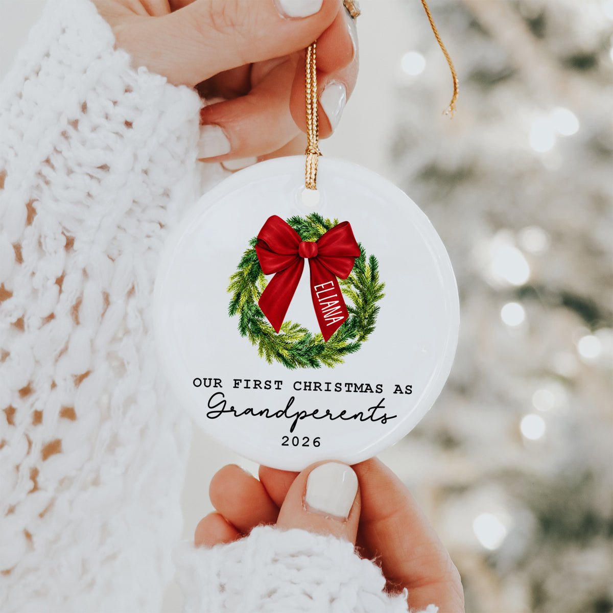 Personalized Our First Christmas As Grandperents Ornament