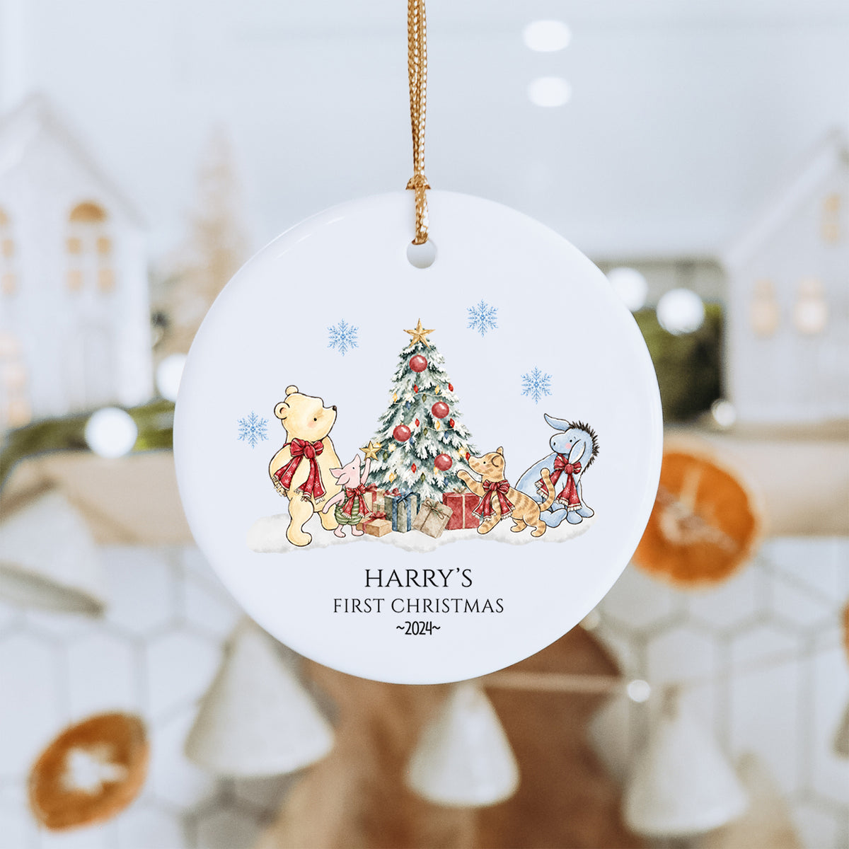 Personalisierter Winnie Puuh-Christbaumschmuck zum 1. Weihnachten