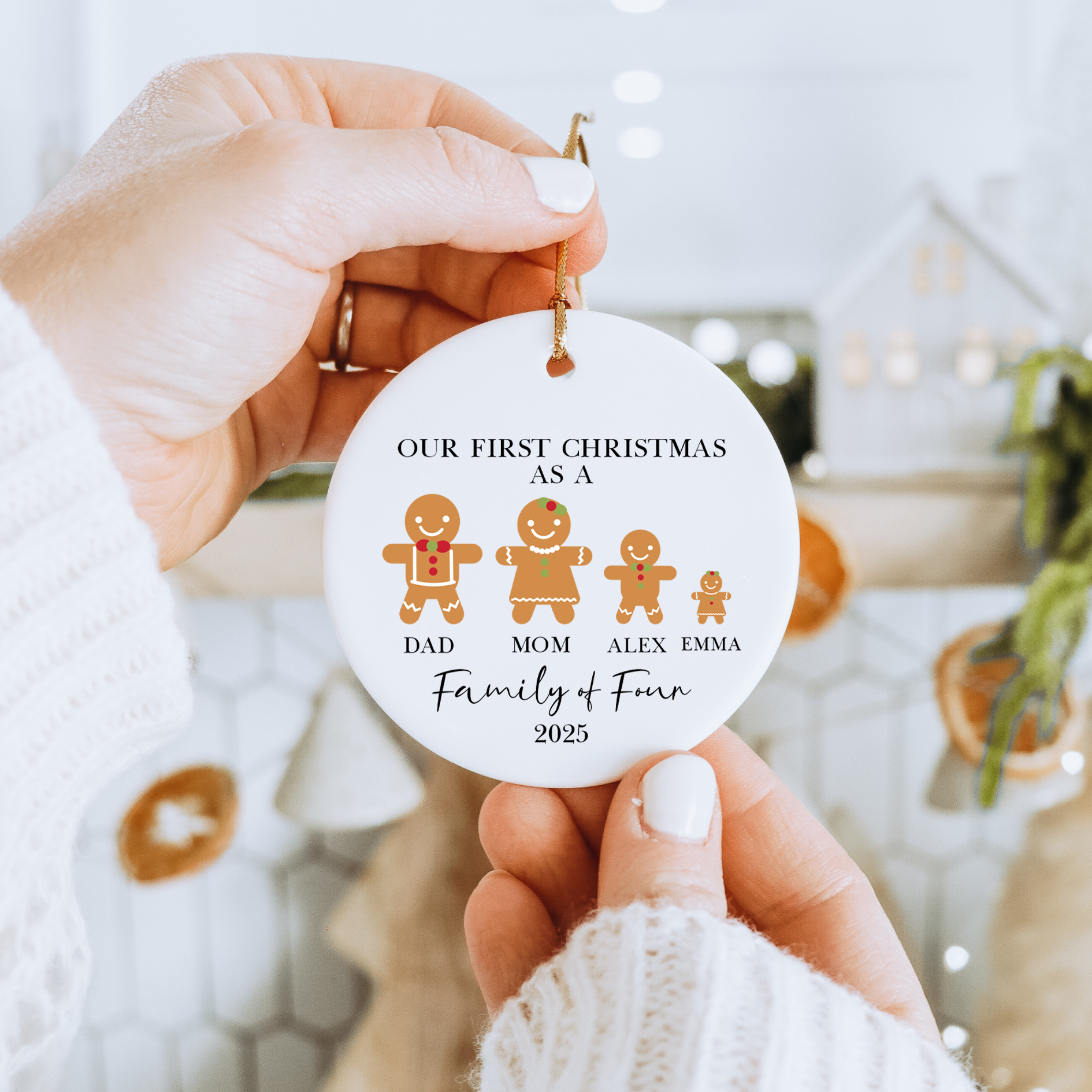 Personalized Family of Four First Christmas Ornament