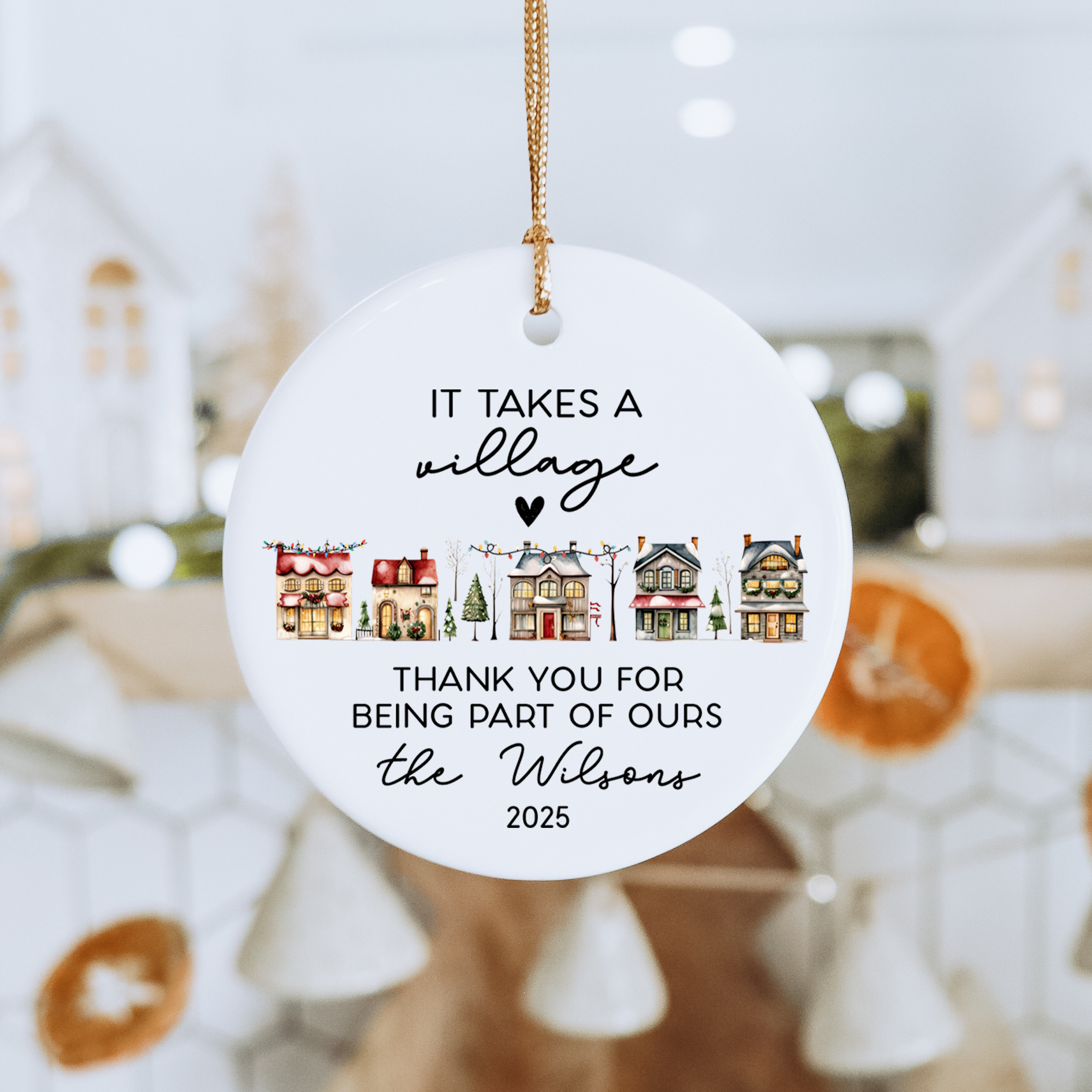 It Takes A Village Personalized Thank You Ornament