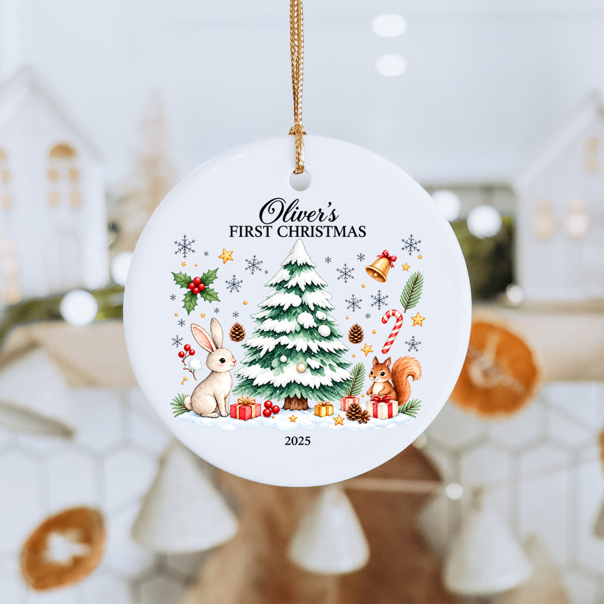 Personalisierter Weihnachtsbaumschmuck für das erste Weihnachtsfest des Babys