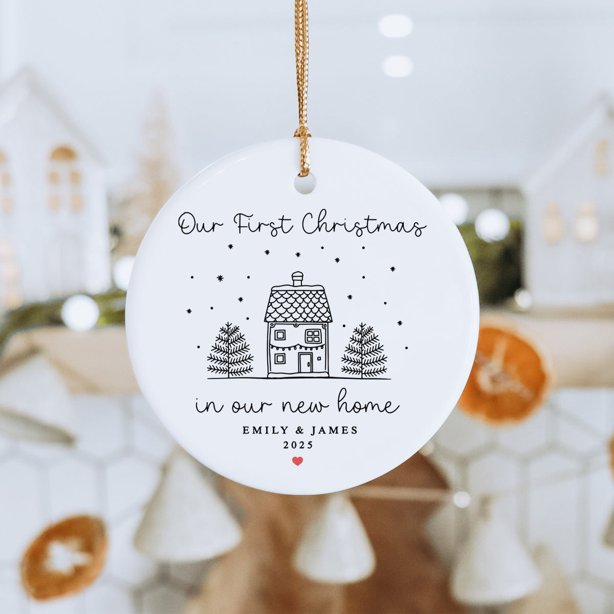 Personalisierter Anhänger zum ersten Weihnachten in unserem neuen Zuhause