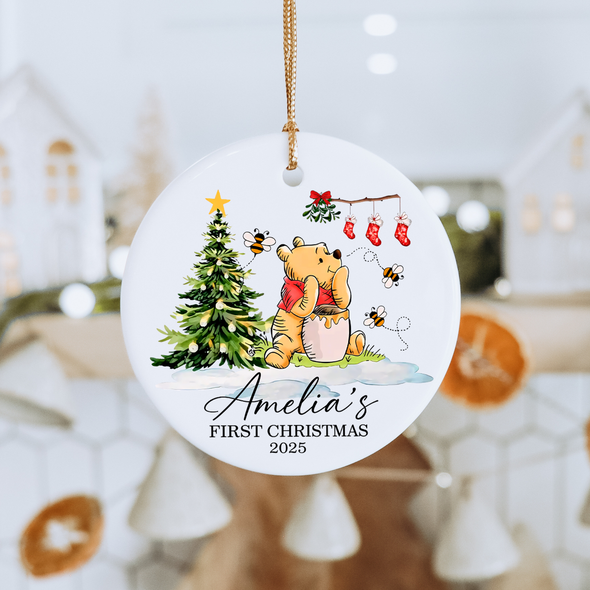 Personalized Baby's First Christmas Pooh Ornament