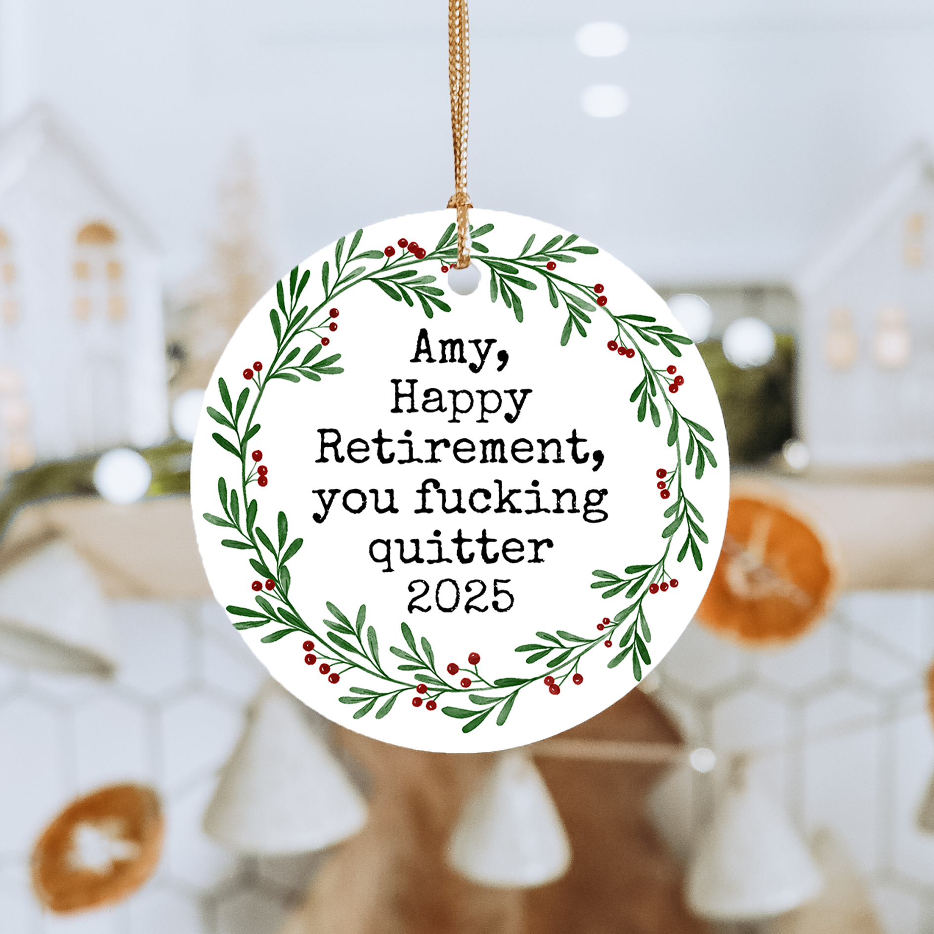 Personalized Amy Happy Retirement You F-cking Quitter Ornament