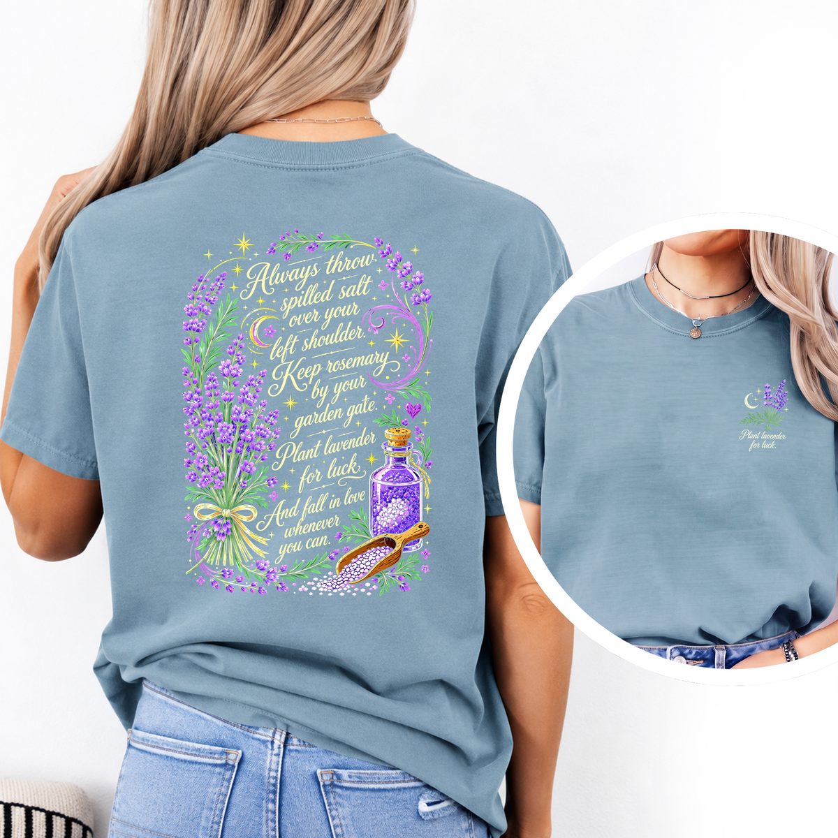 Always Throw Spilled Salt Over Your Left Shoulder Lavender Witchy Tee