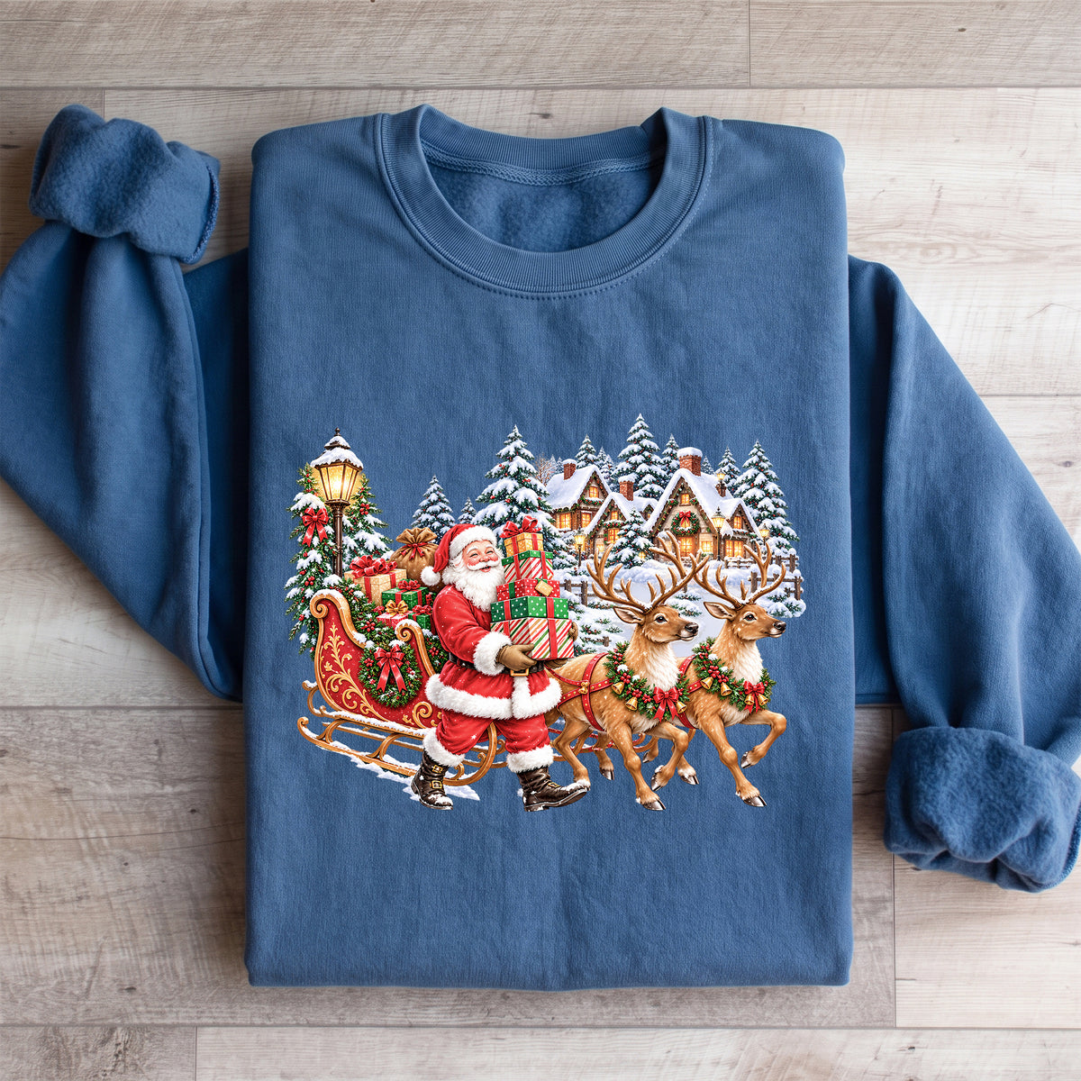Vintage Santa & Reindeer Christmas Sweatshirt